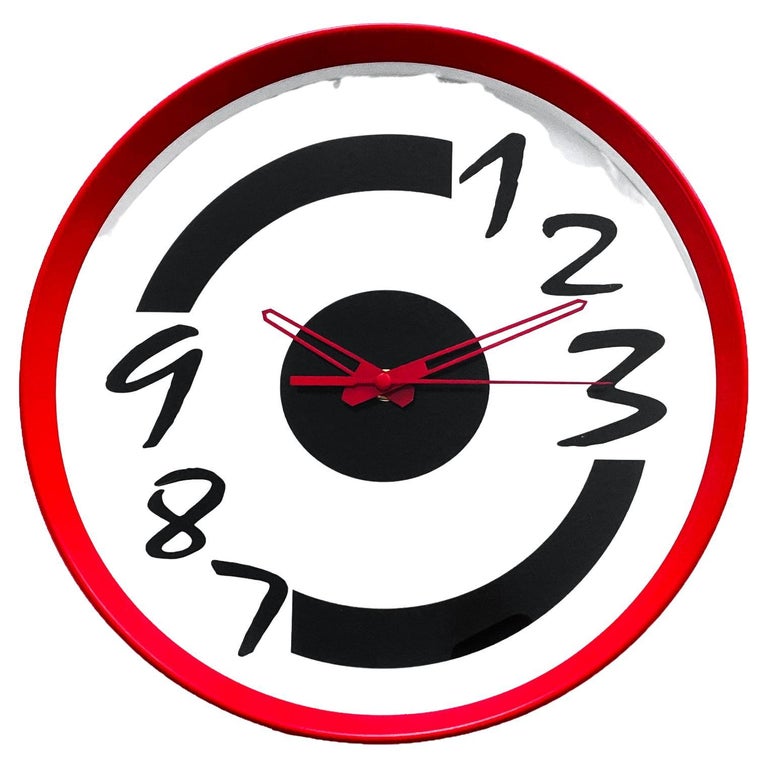1980s Postmodern Red Wall Clock For Sale at 1stDibs