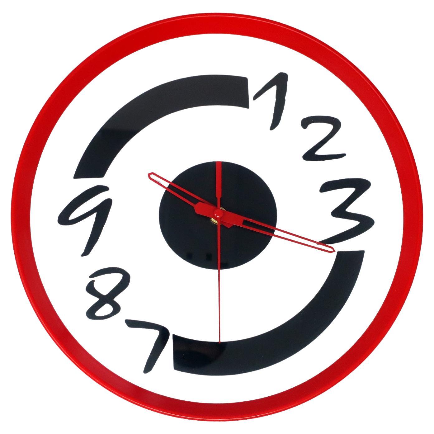 1980s Postmodern Red Wall Clock