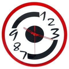 1980s Postmodern Red Wall Clock