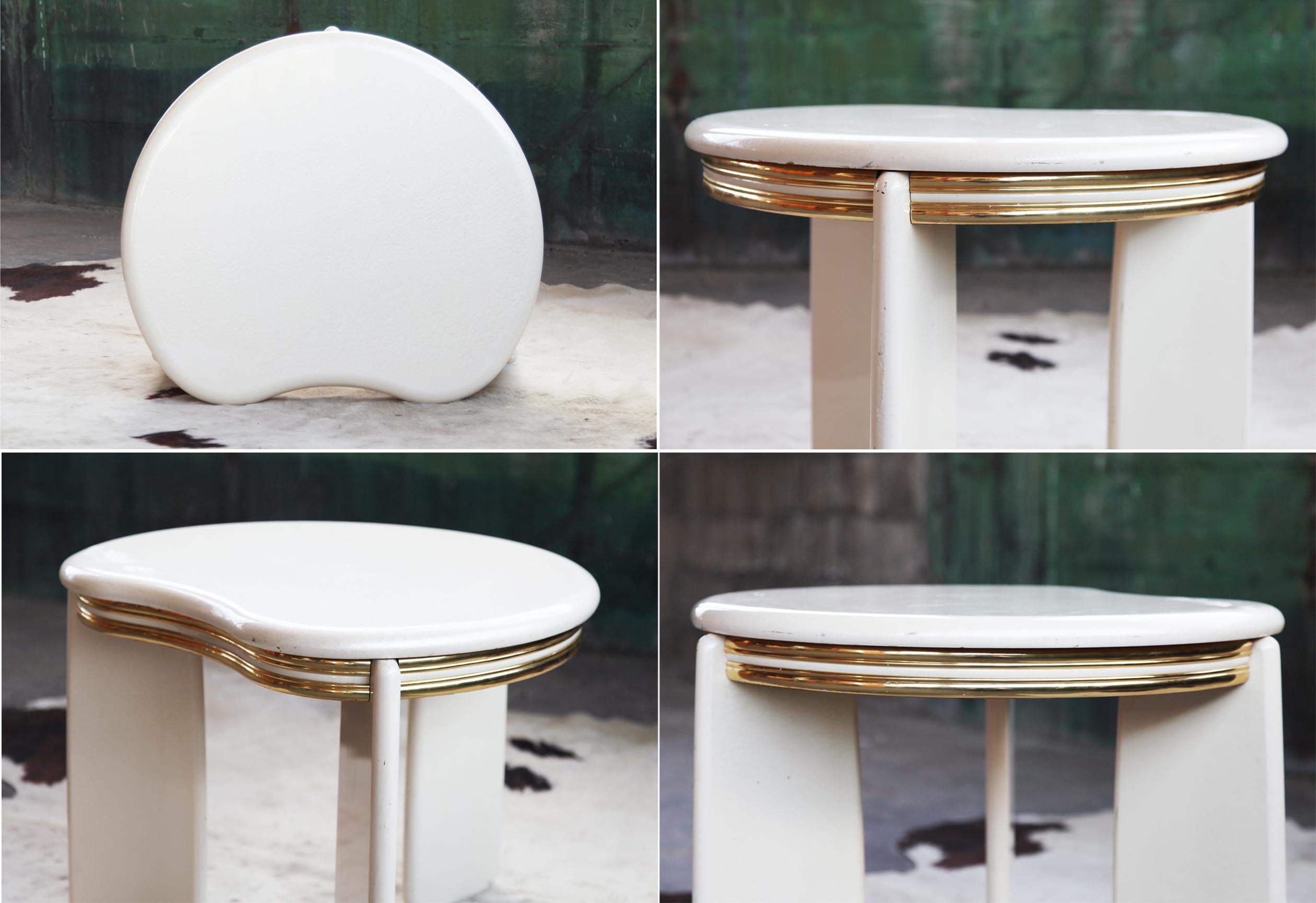 1980s Postmodern Regency Brass + White Lacquered Coffee Table For Sale 2