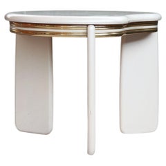 1980s Postmodern Regency Brass + White Lacquered Coffee Table