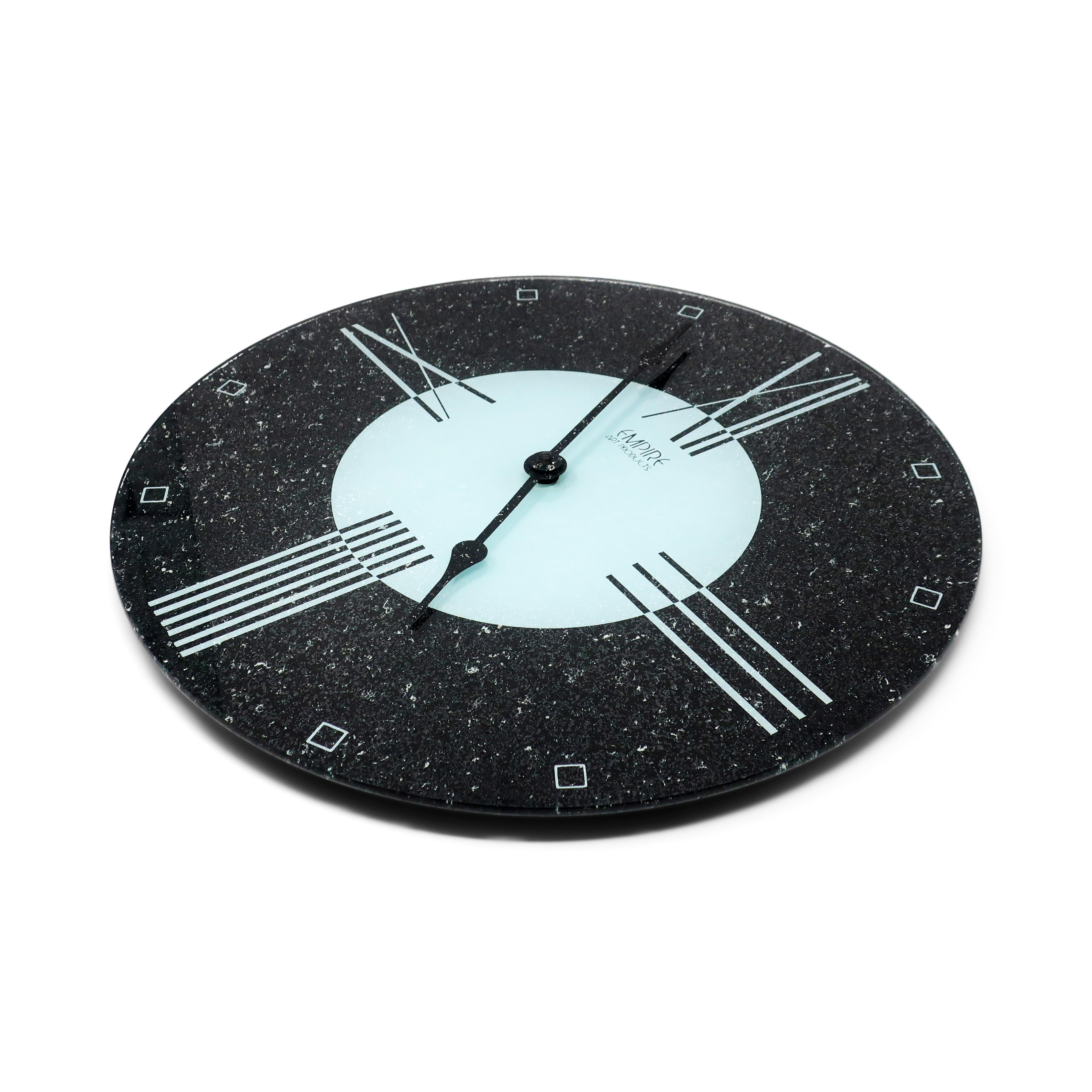 Post-Modern 1980s Postmodern Reverse Painted Glass Wall Clock by Empire Art For Sale
