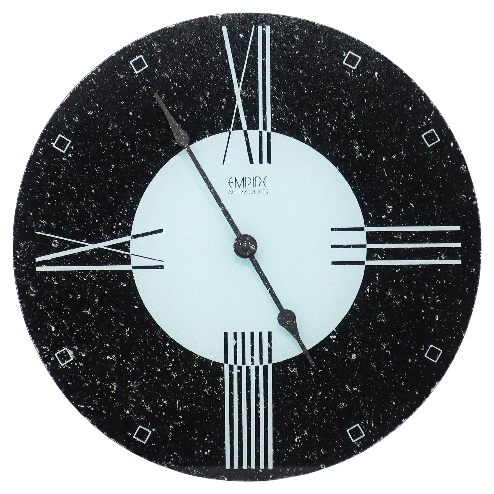 Reloj de pared de cristal pintado al revés postmoderno de los años 80 por Empire Art