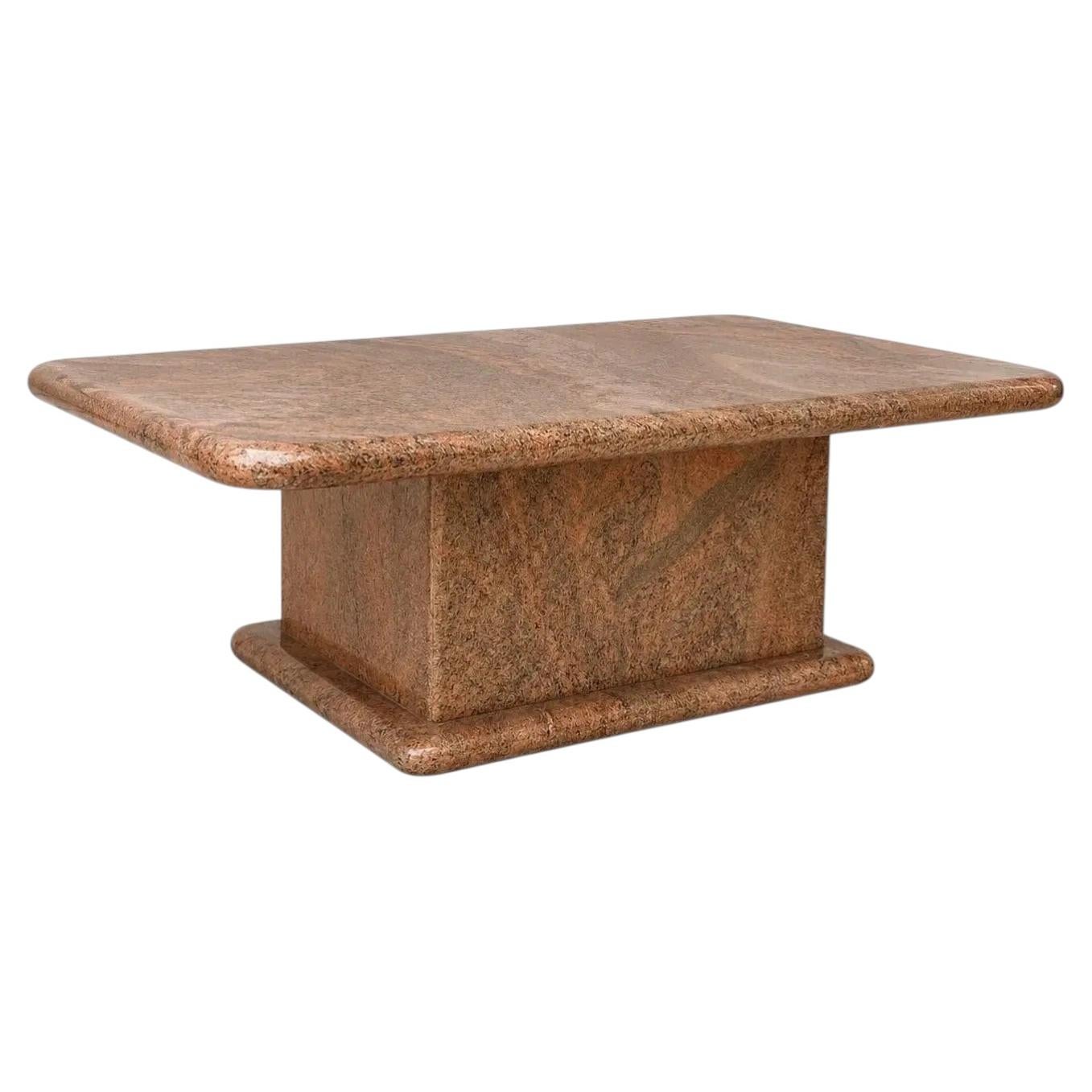 1980s Postmodern Rose Granite Coffee Table For Sale