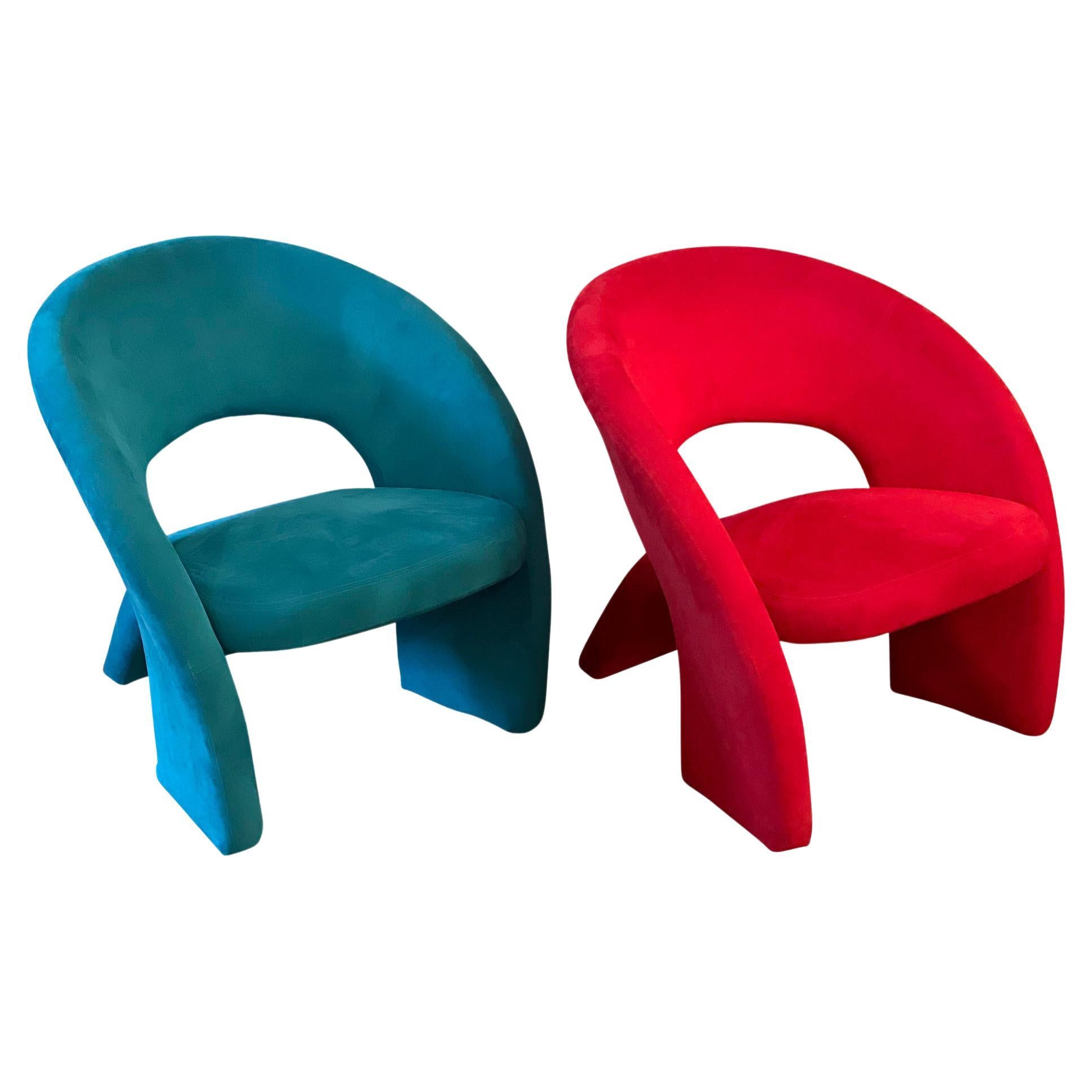 1980s Postmodern Sculptural Chairs in the Manner of Jaymar, a Pair