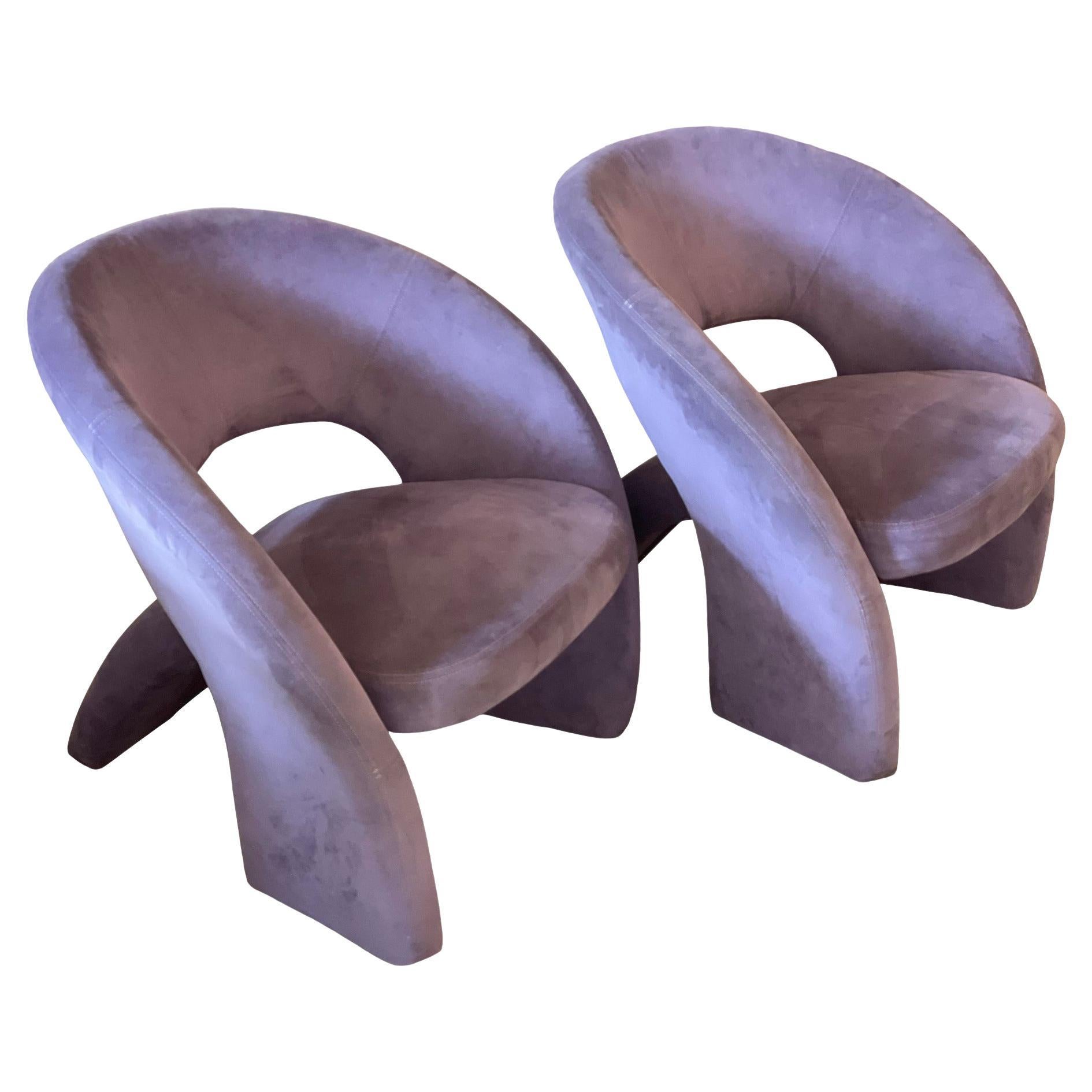 1980s Postmodern Sculptural Chairs in the Style of Jaymar, a Pair For Sale