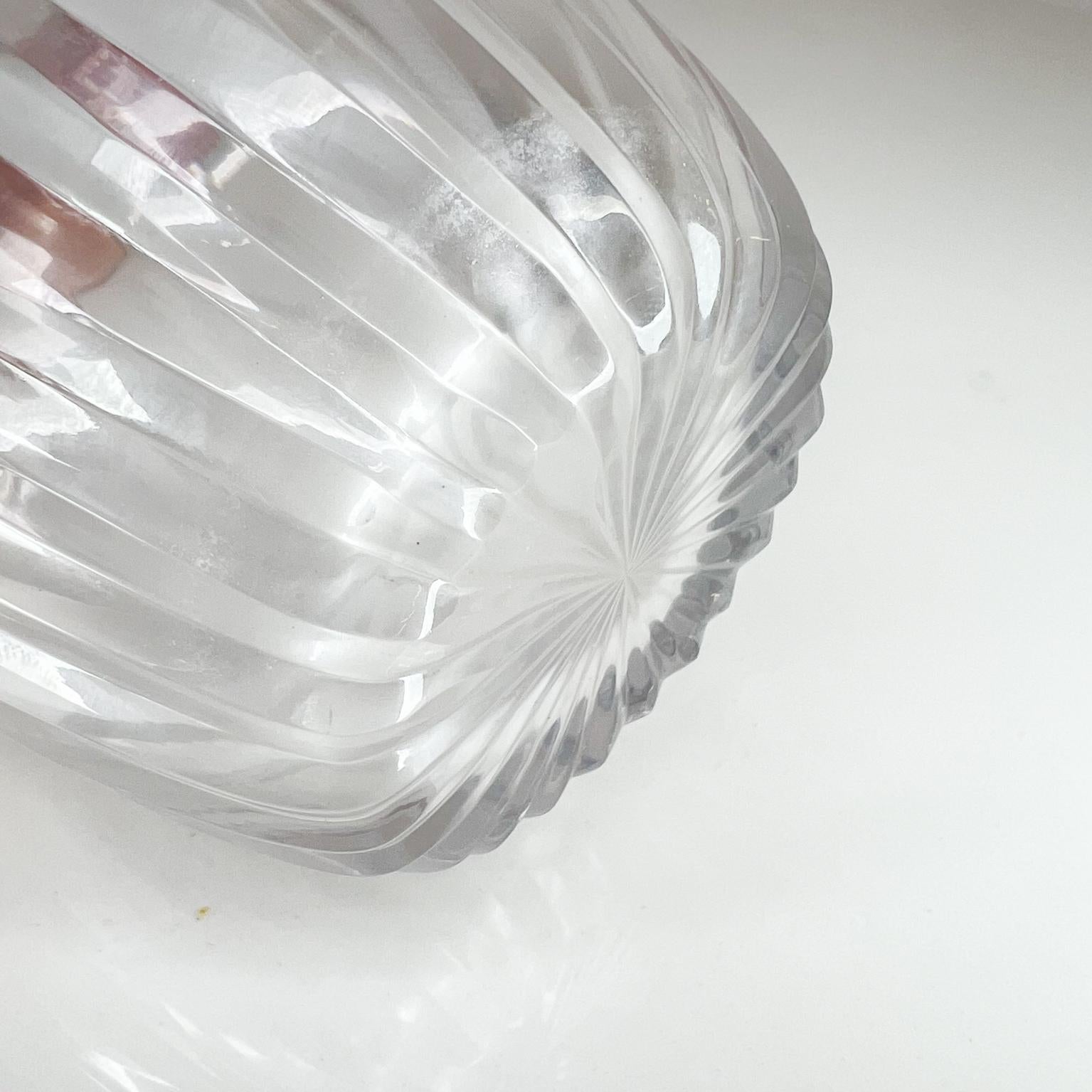 Modern 1980s Postmodern Petite Vase Sculptural Glass Clean Lines Ribbed Design