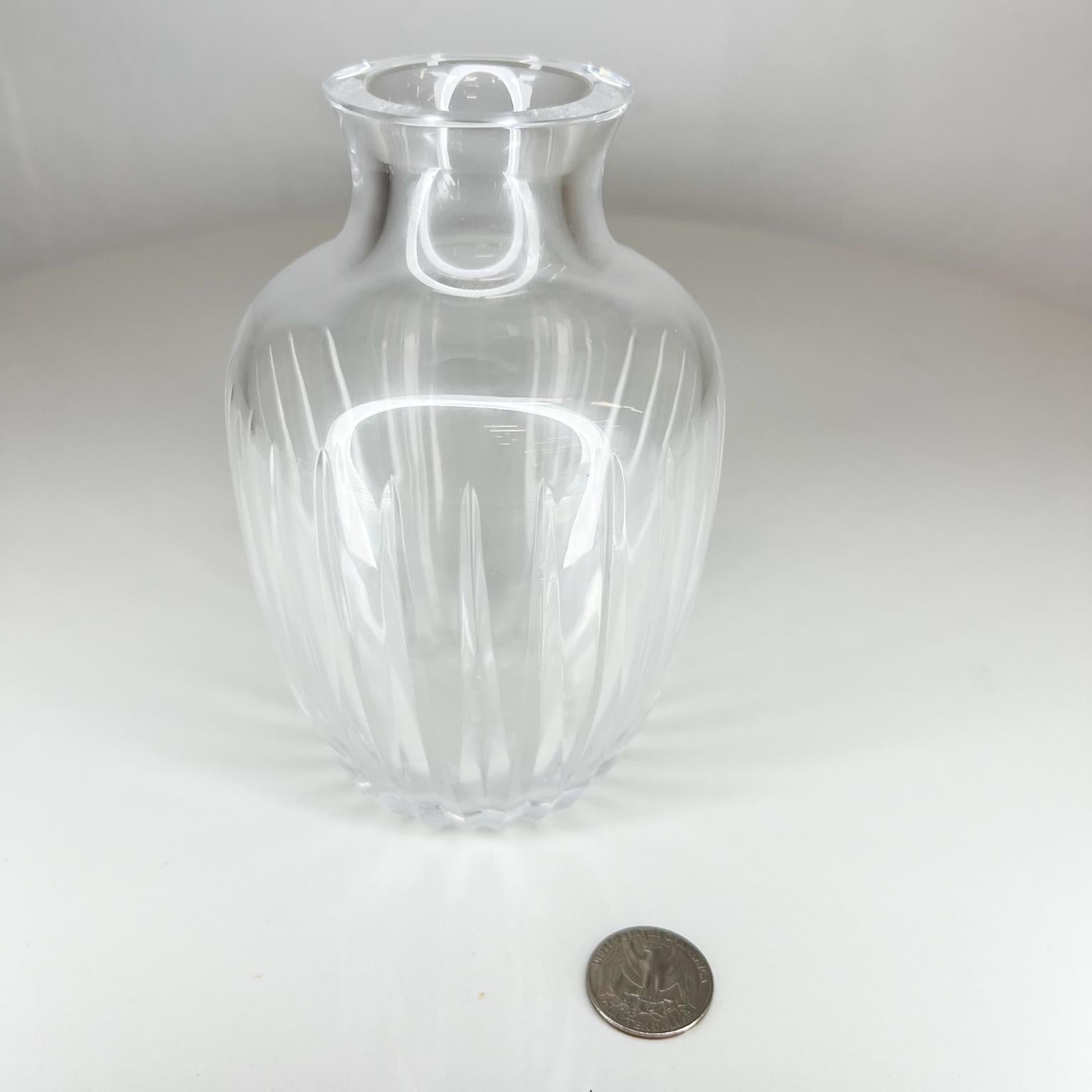 Late 20th Century 1980s Postmodern Petite Vase Sculptural Glass Clean Lines Ribbed Design