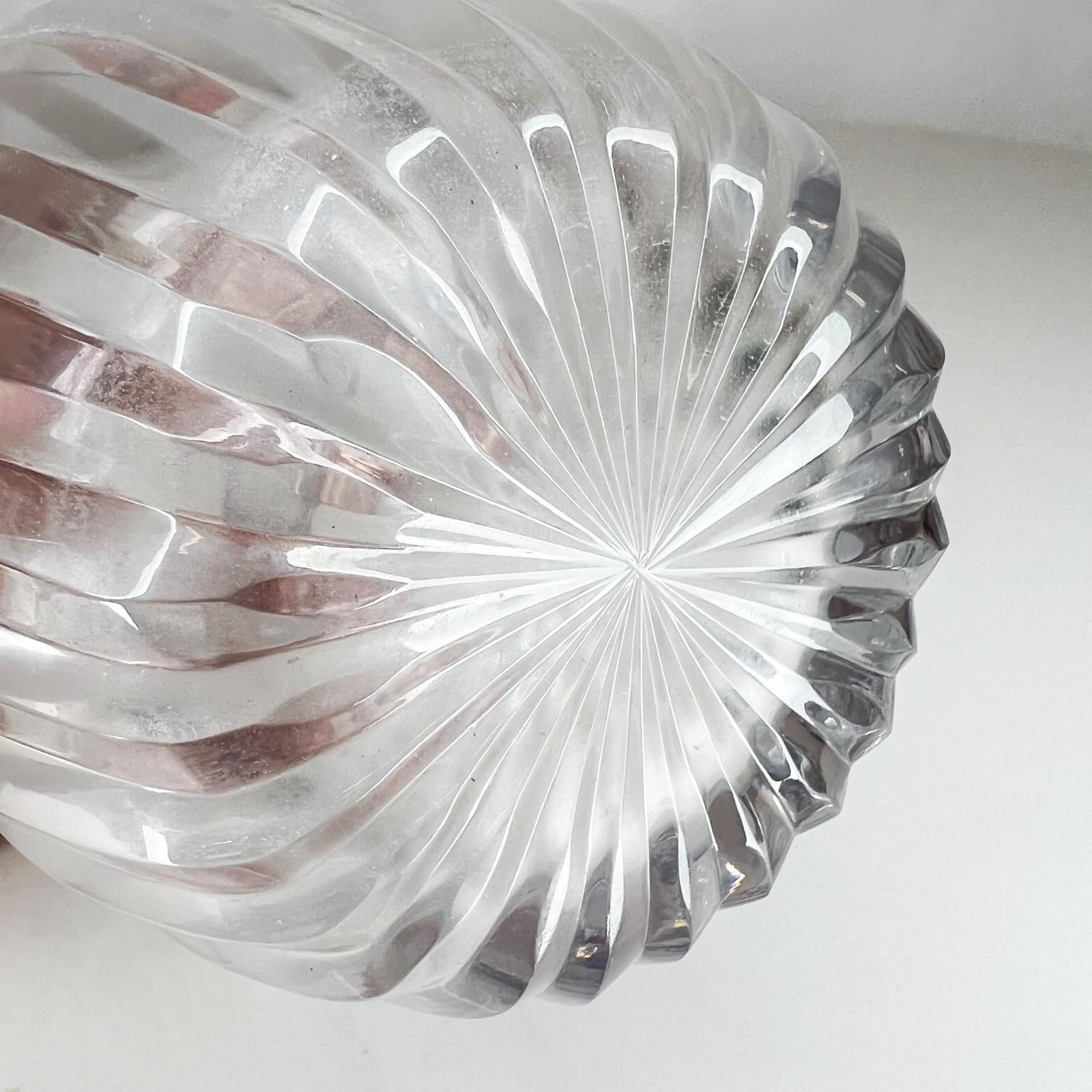 1980s Postmodern Petite Vase Sculptural Glass Clean Lines Ribbed Design 1