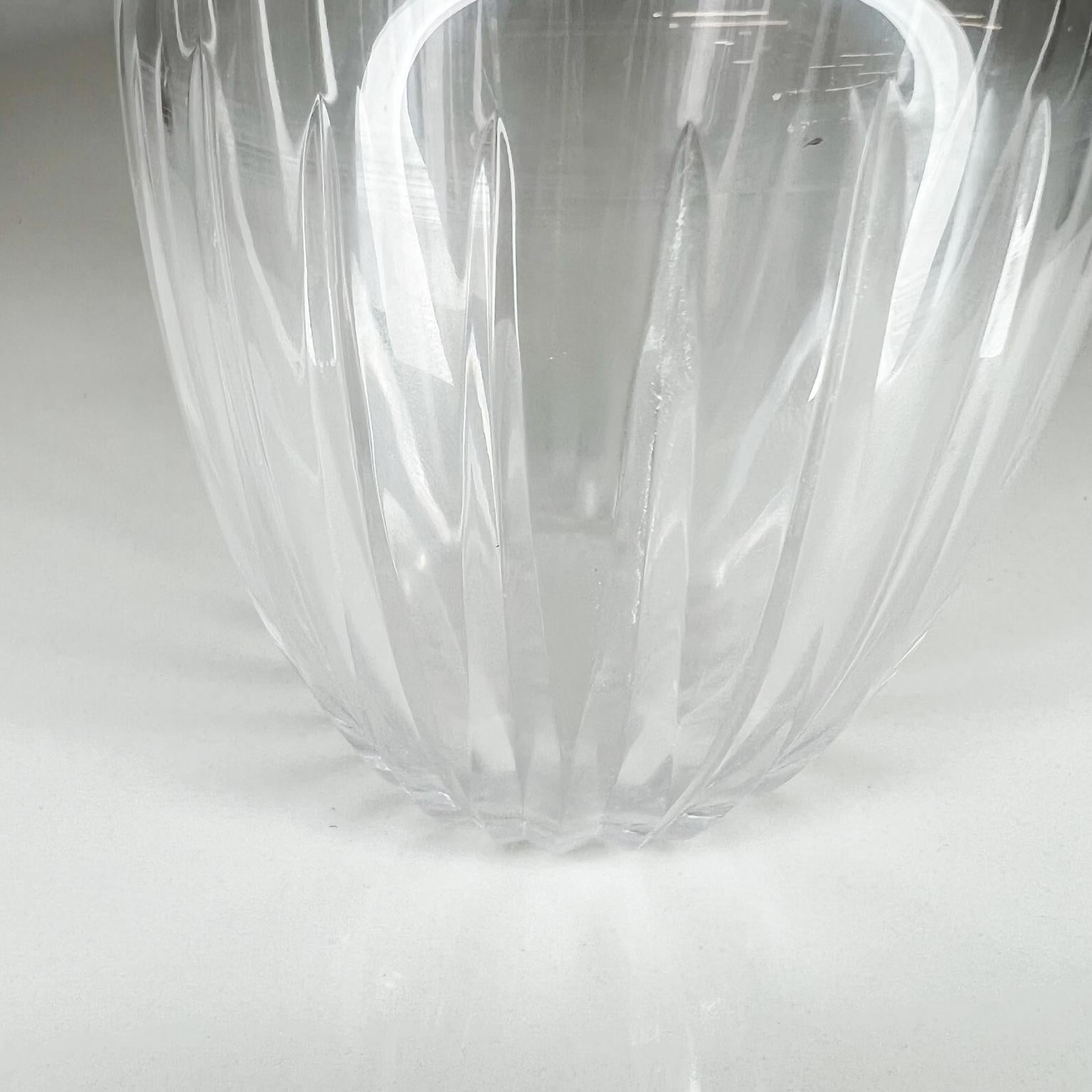 1980s Postmodern Petite Vase Sculptural Glass Clean Lines Ribbed Design 2