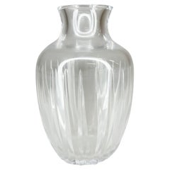 1980s Postmodern Petite Vase Sculptural Glass Clean Lines Ribbed Design