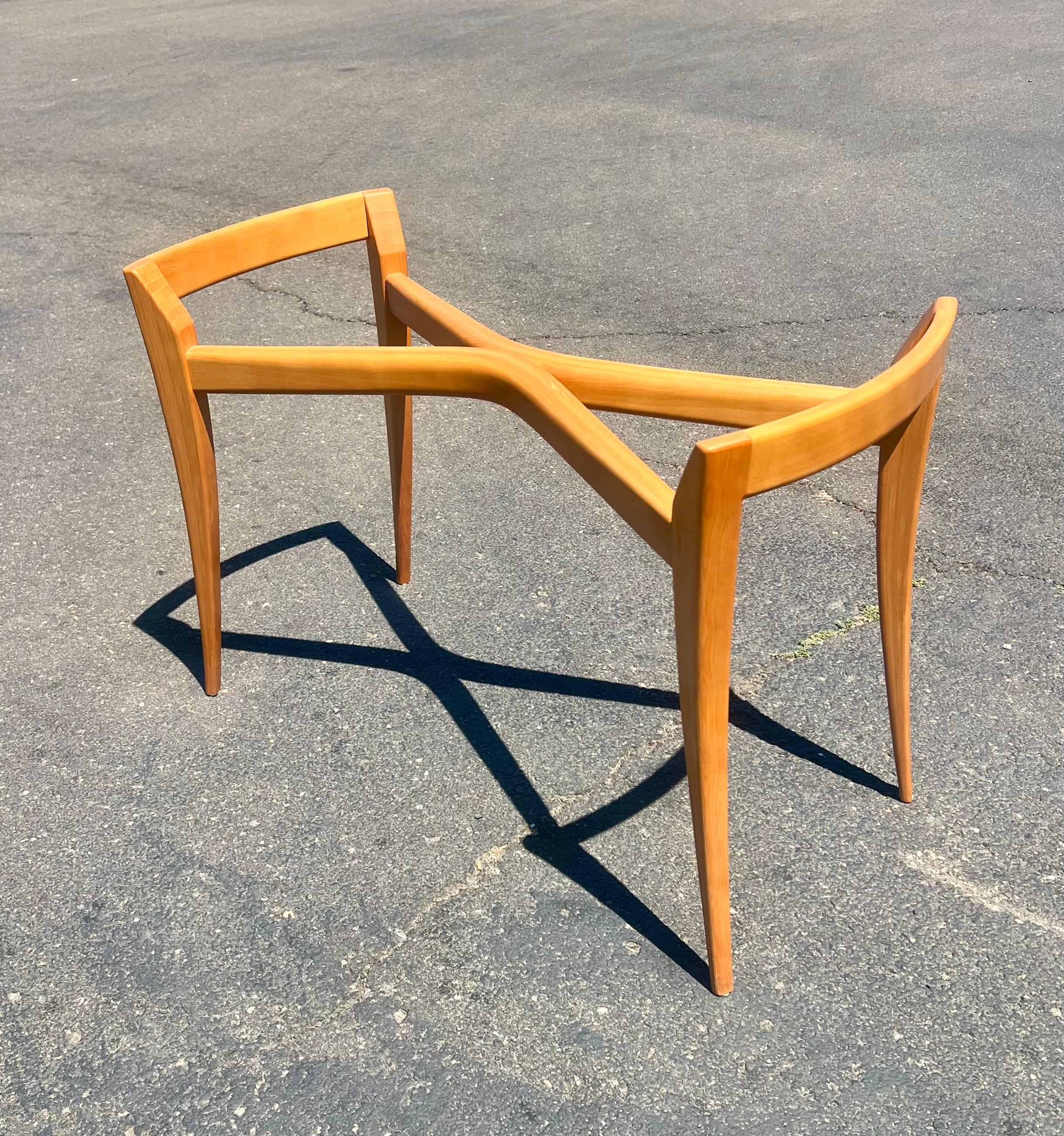 1980's Postmodern Solid Birch Wood Custom Table Dining Base For Sale 1