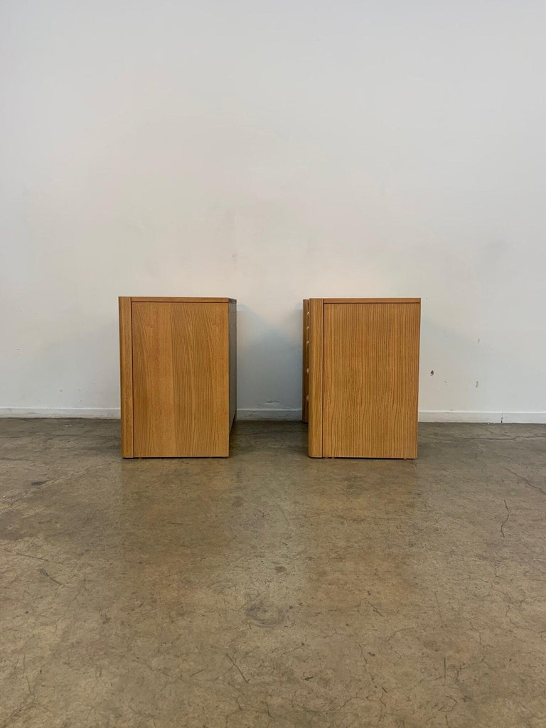 1980s Postmodern Solid Oak Nightstands For Sale at 1stDibs