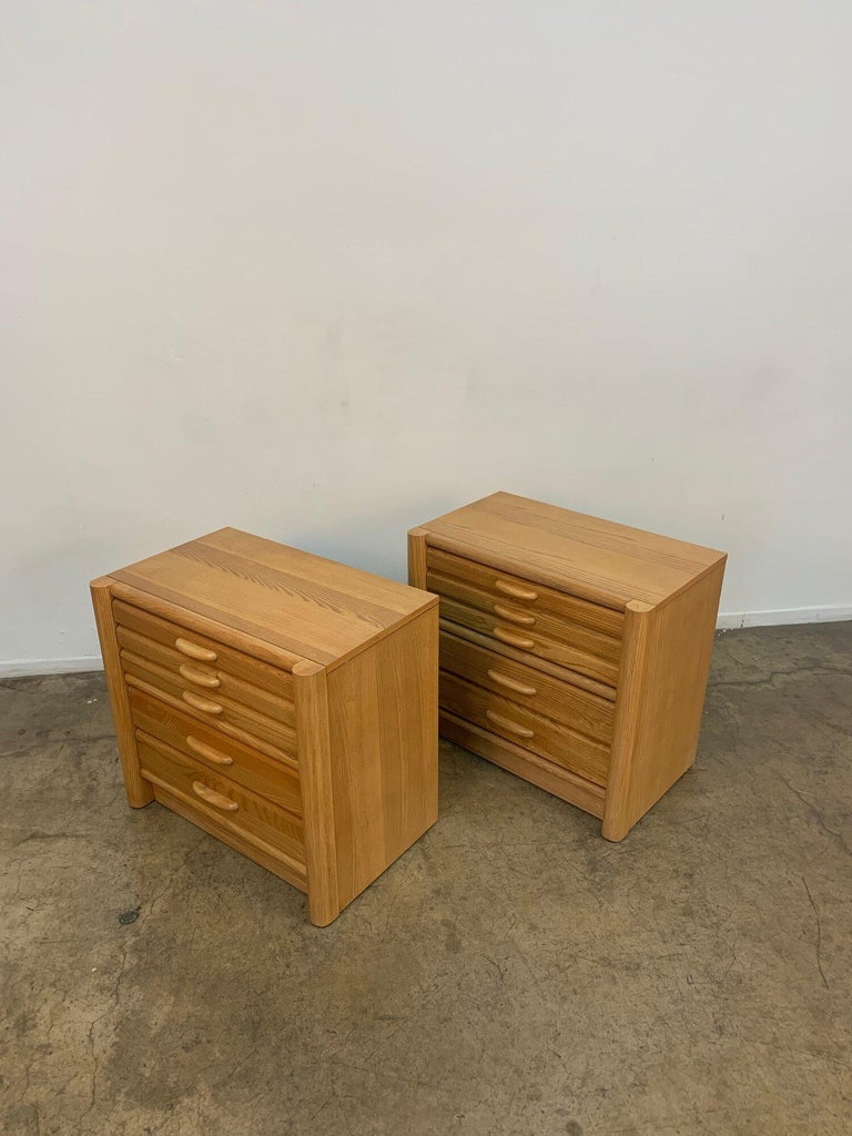 1980s Postmodern Solid Oak Nightstands For Sale at 1stDibs
