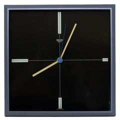 1980s Postmodern Square Philips Wall Clock