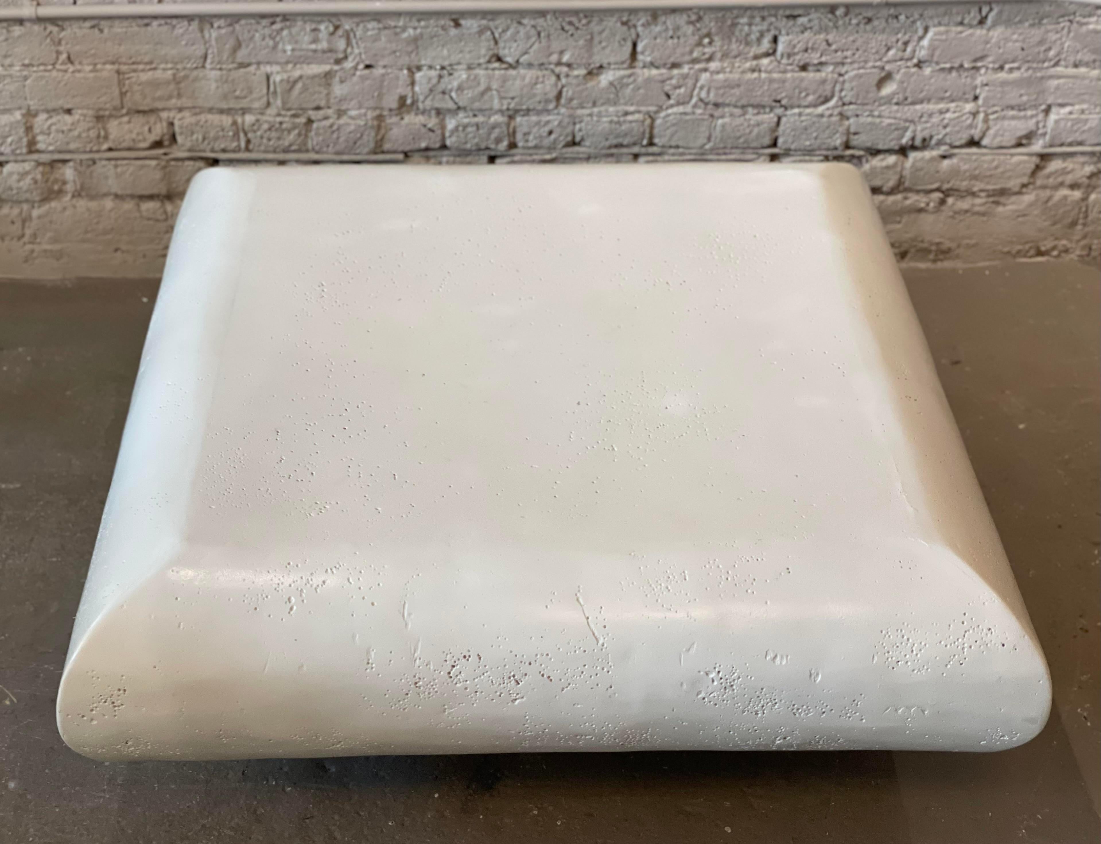 Space Age 1980s Postmodern Square Plaster Coffee Table on Plinth Base