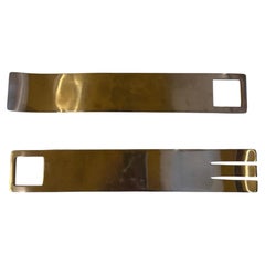 1980's Postmodern Stainless Steel Salad Servers Japan