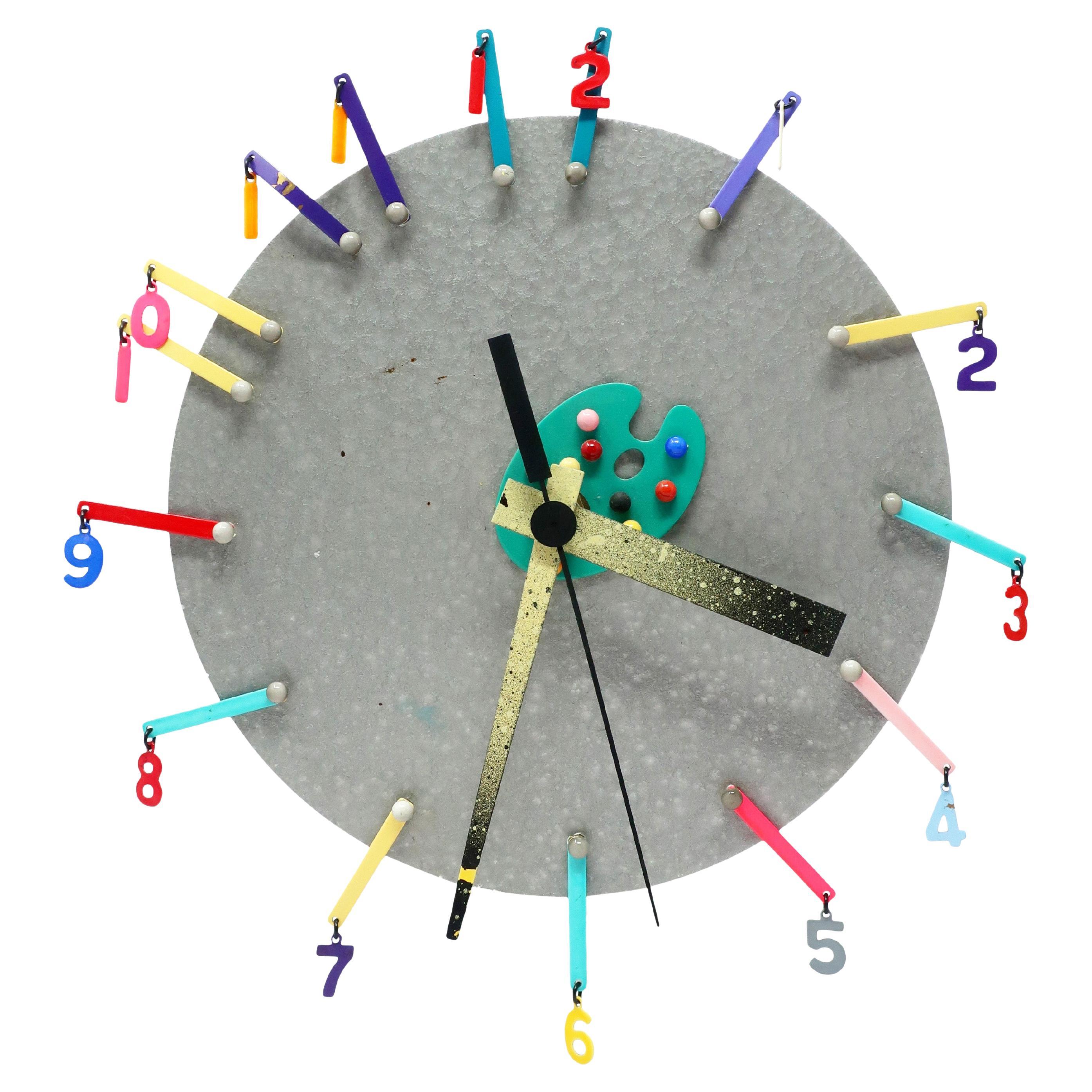 1980s Postmodern Studio Art Wall Clock  For Sale