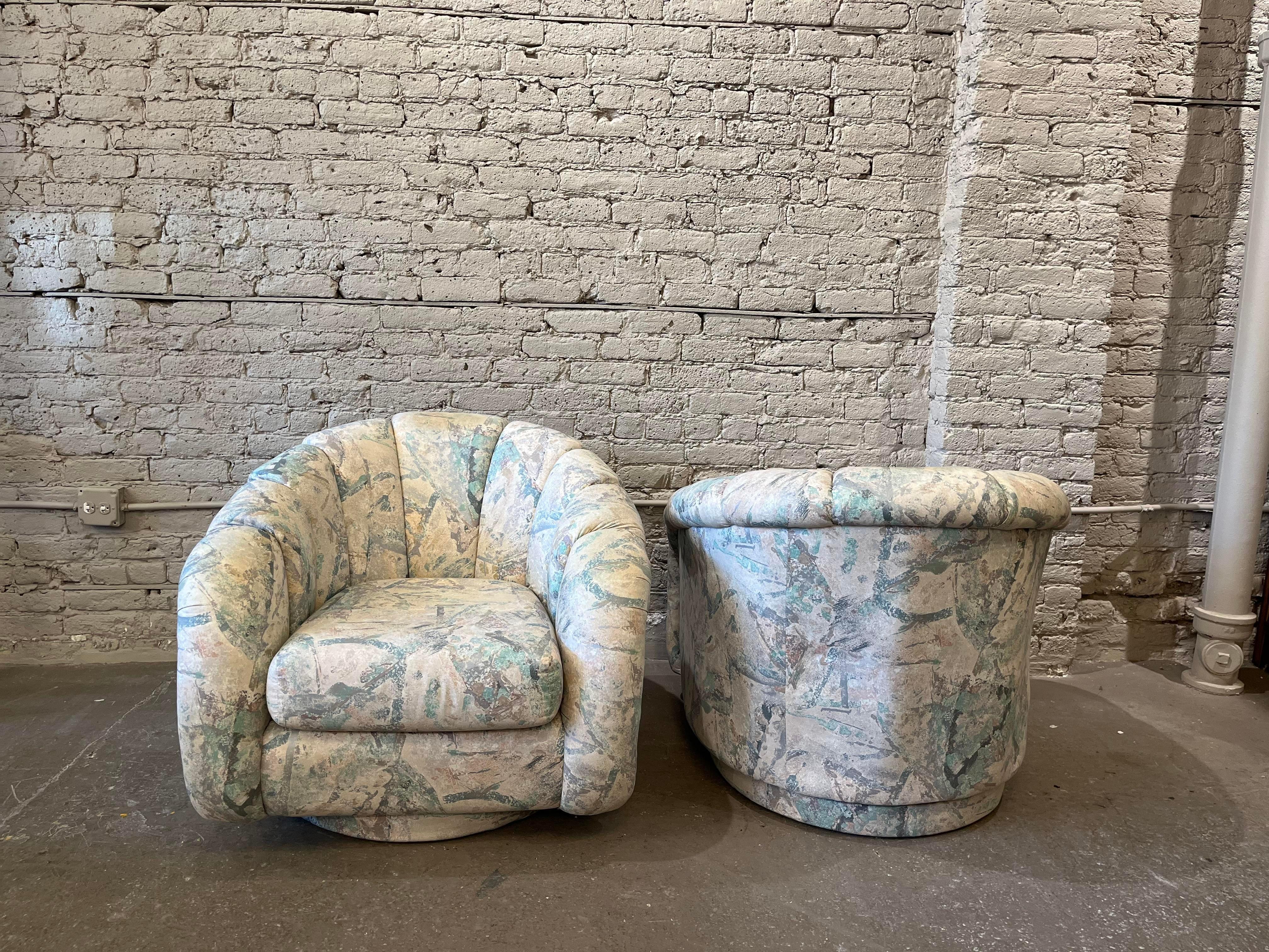 1980s Postmodern Swivel Chairs - a Pair For Sale 1