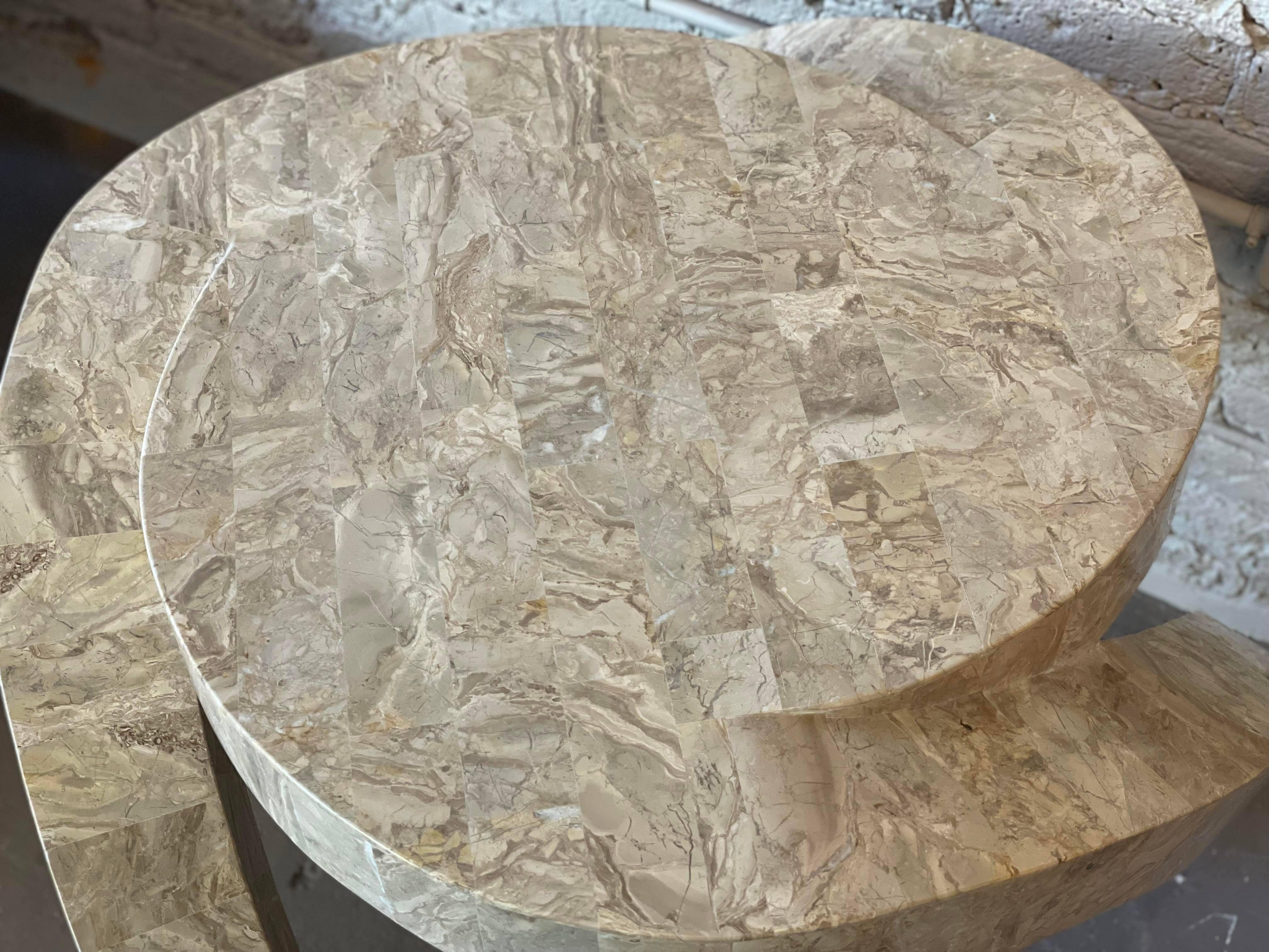 Unknown 1980s Postmodern Tessellated Stone Side Table