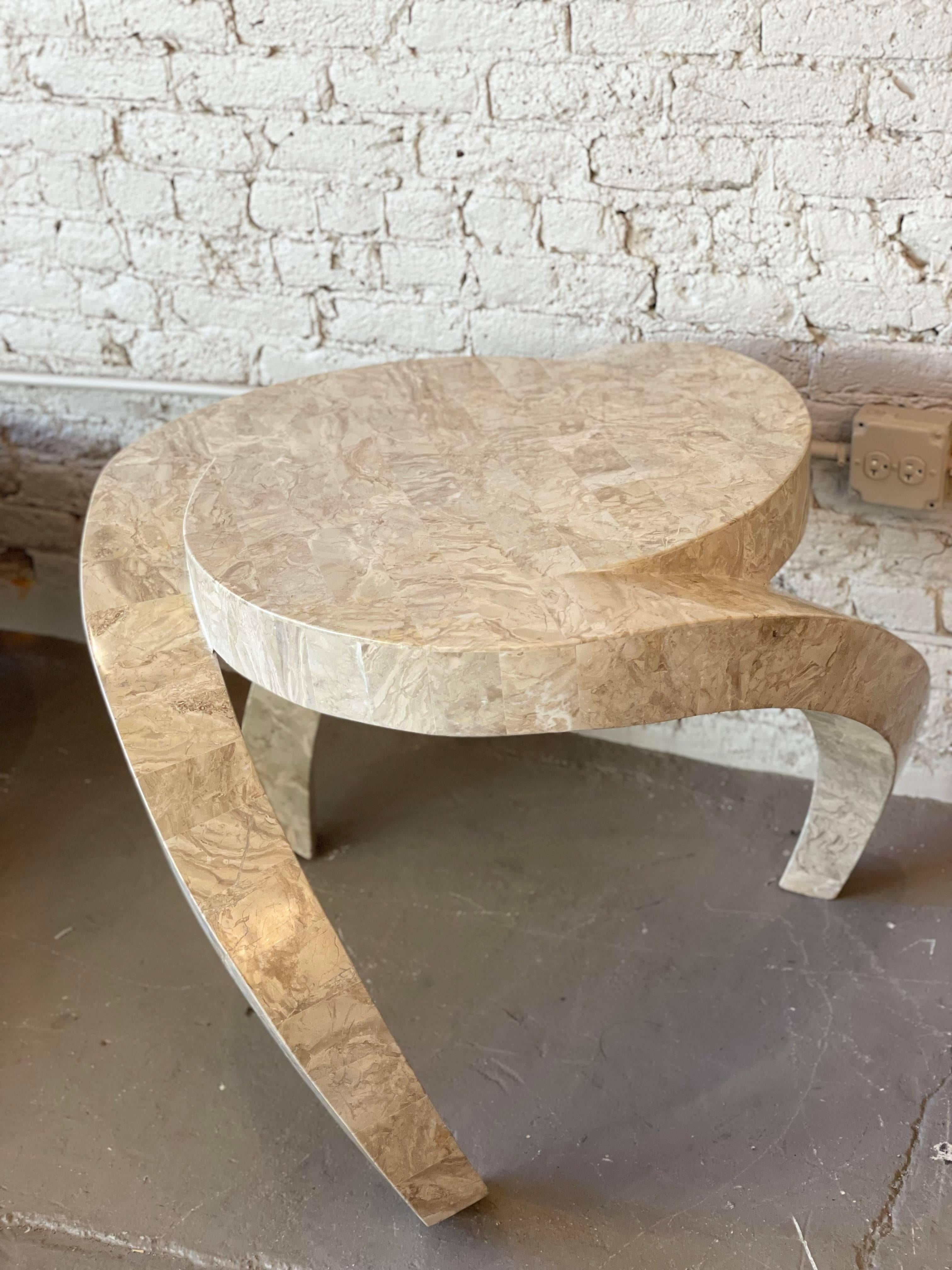 1980s Postmodern Tessellated Stone Side Table In Good Condition In Chicago, IL