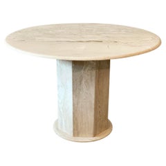 1980s Postmodern Travertine Honed Dining Table