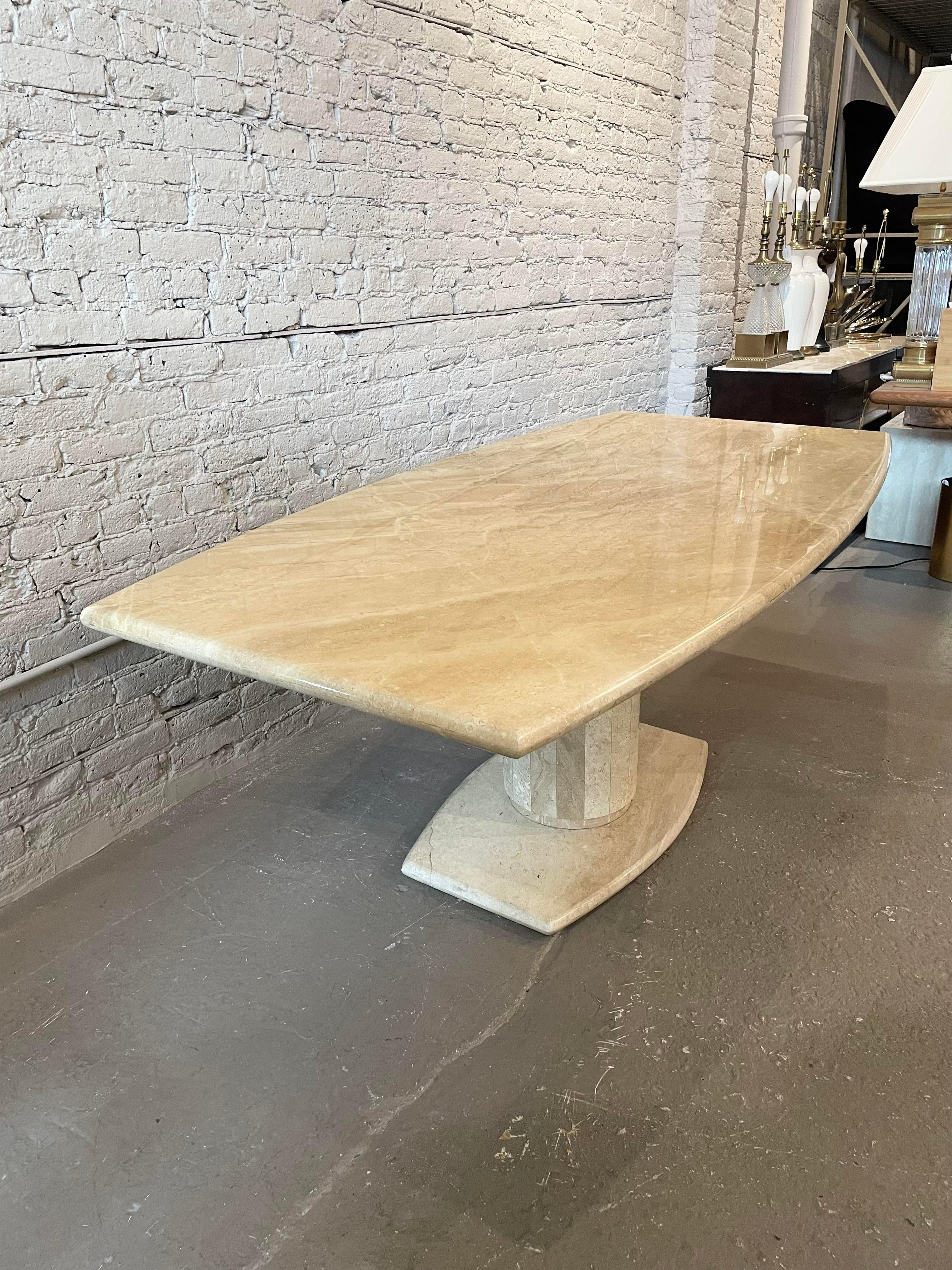 Such an elegant table. It’s really hard for me to believe this table is over 40 years old. The previous owner inherited it from her mother and sold it to me bc she runs an in house daycare and needed an arts and crafts table - which clearly this