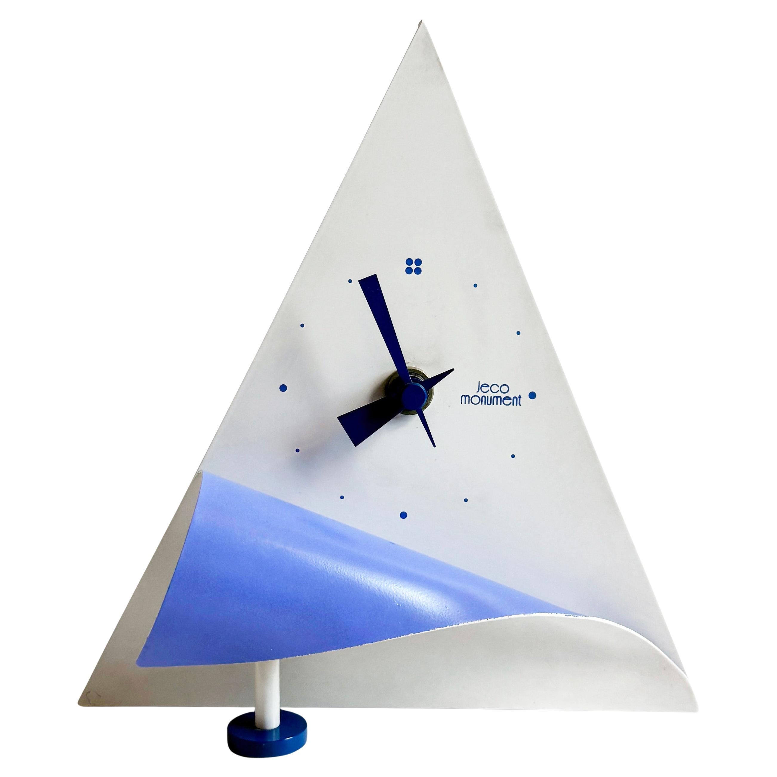 1980s Postmodern Triangular Desk Clock by Jeco For Sale