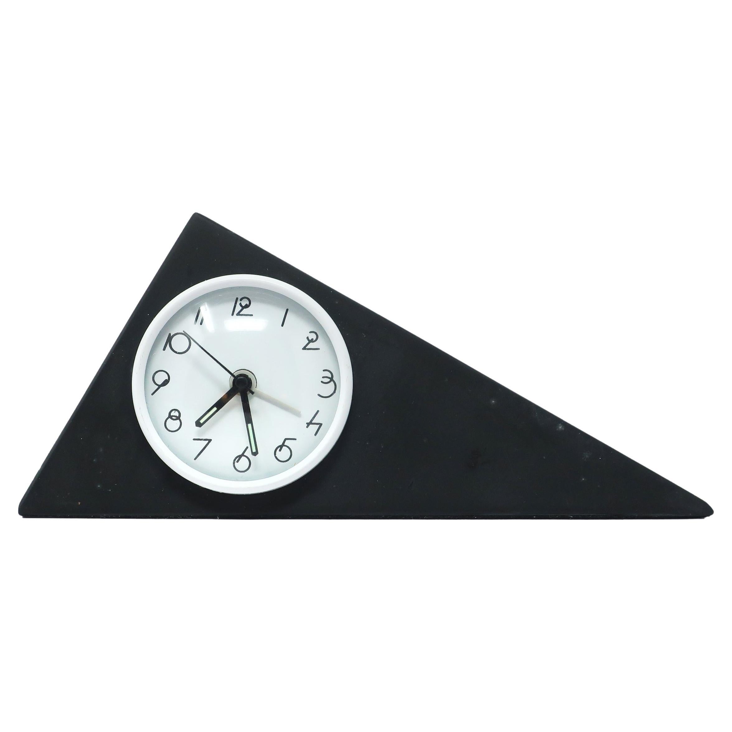 1980s, Postmodern Triangular Italian Slate Desk Clock