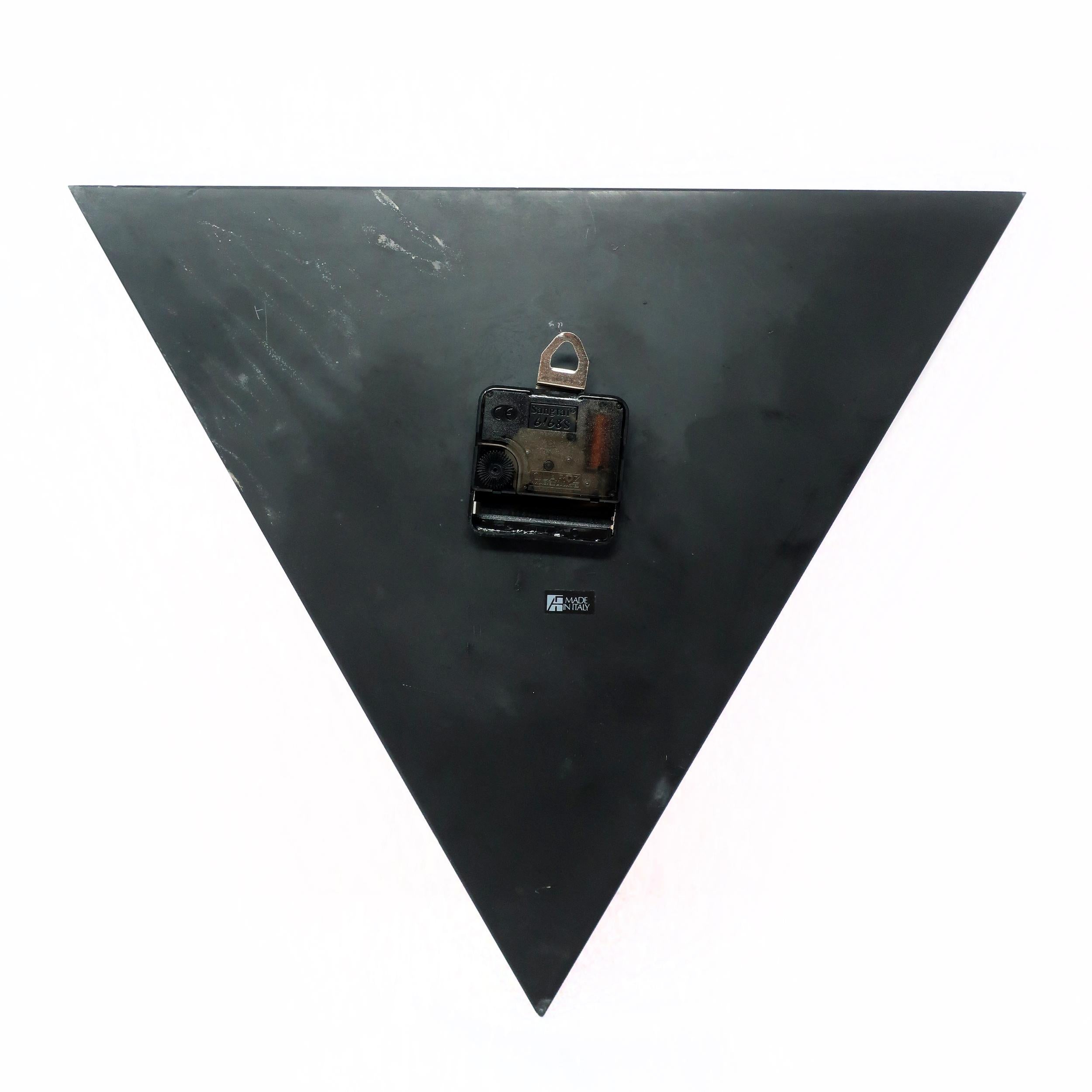 1980s, Postmodern Triangular Italian Slate Wall Clock In Good Condition For Sale In Brooklyn, NY