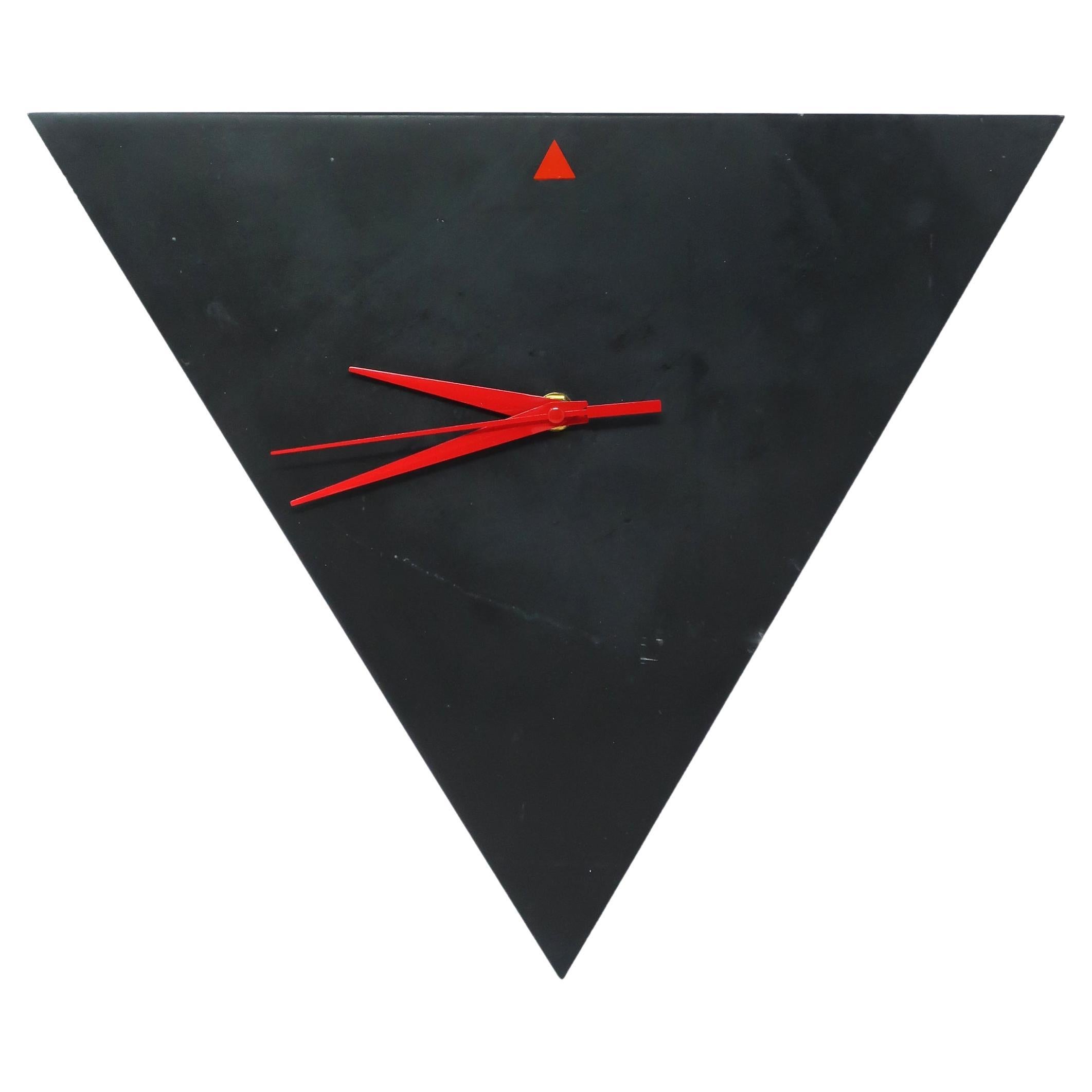 1980s, Postmodern Triangular Italian Slate Wall Clock
