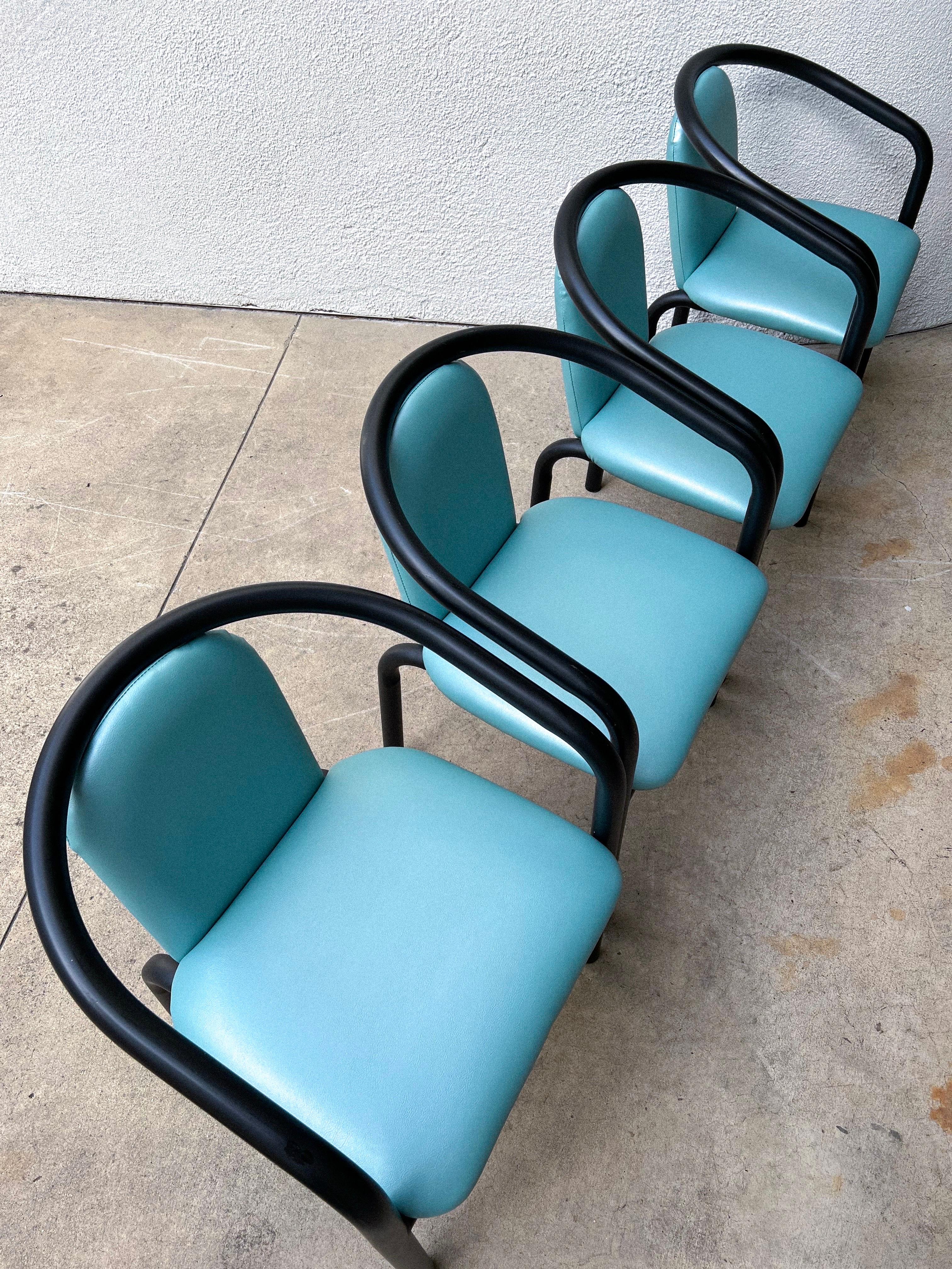 1980s Postmodern Tubular Vinyl Chairs - Set of 4 For Sale 4