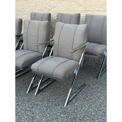 1980s Postmodern Upholstered Cantilever Chairs With Chrome Finish - Set of 6