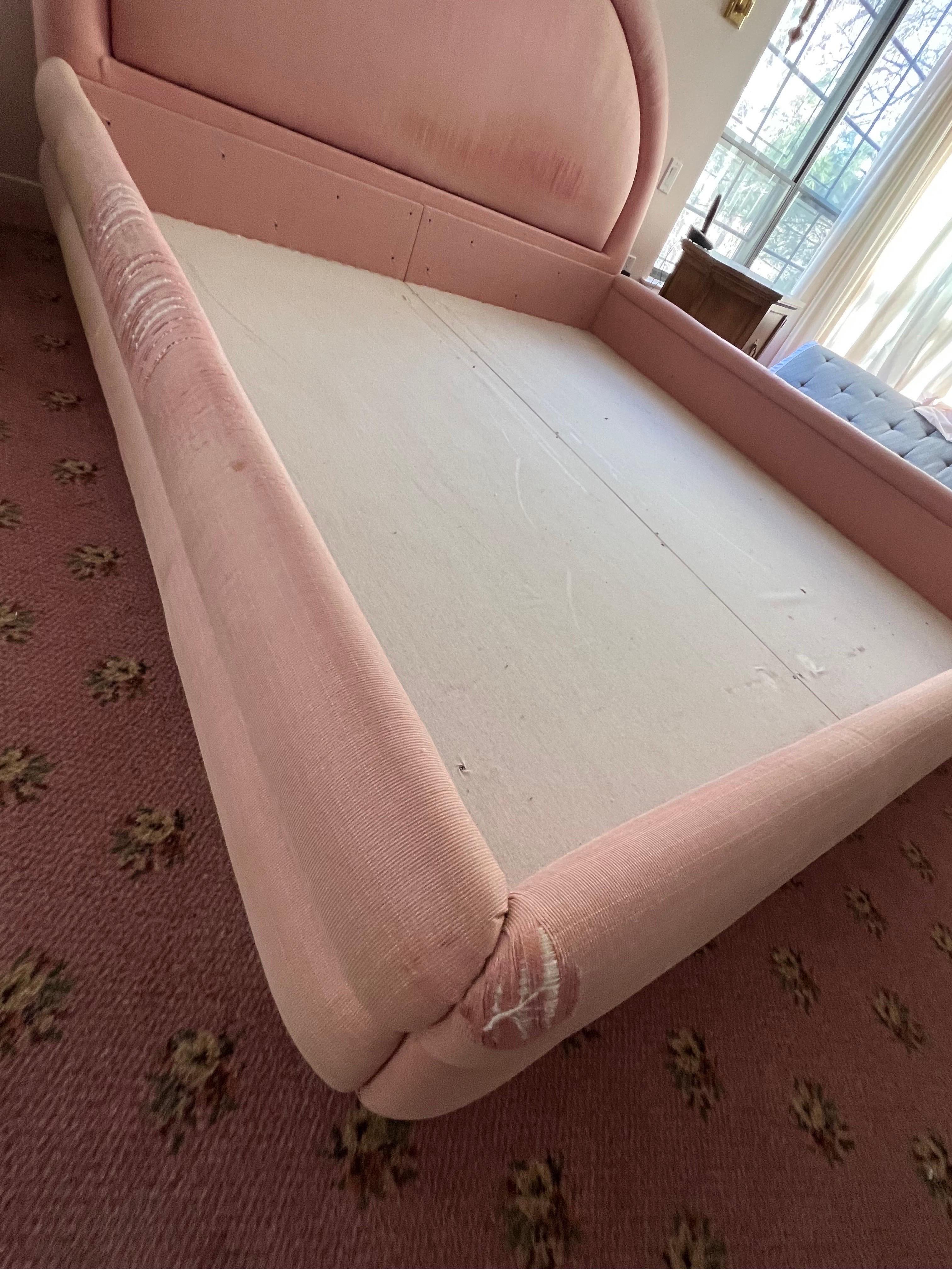 Post-Modern 1980s Postmodern Upholstery Fabric Pink King Platform Bed Frame For Sale