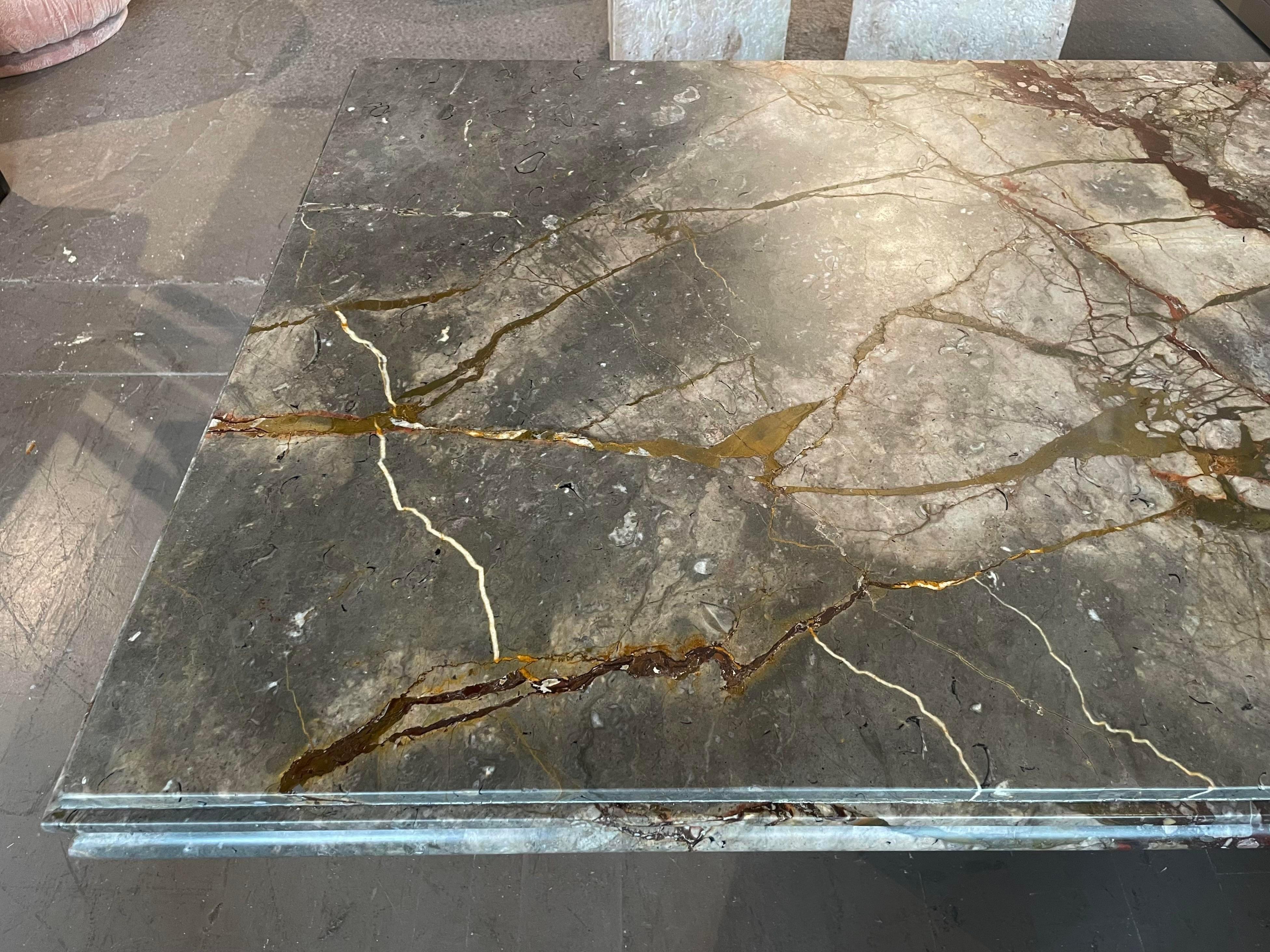 1980s Postmodern Vintage Emperado Honed Marble Dining Table In Good Condition For Sale In Chicago, IL