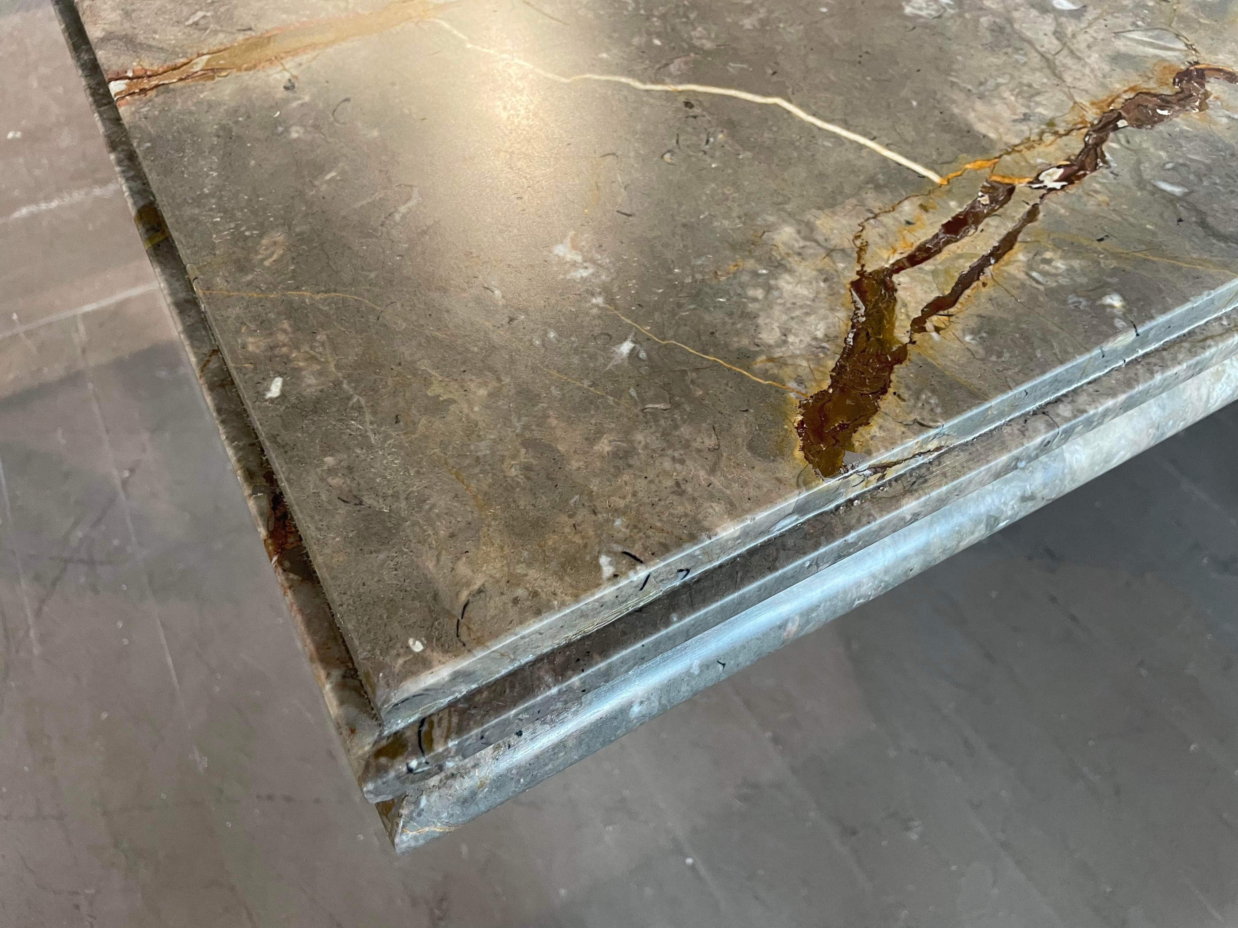 Late 20th Century 1980s Postmodern Vintage Emperado Honed Marble Dining Table For Sale