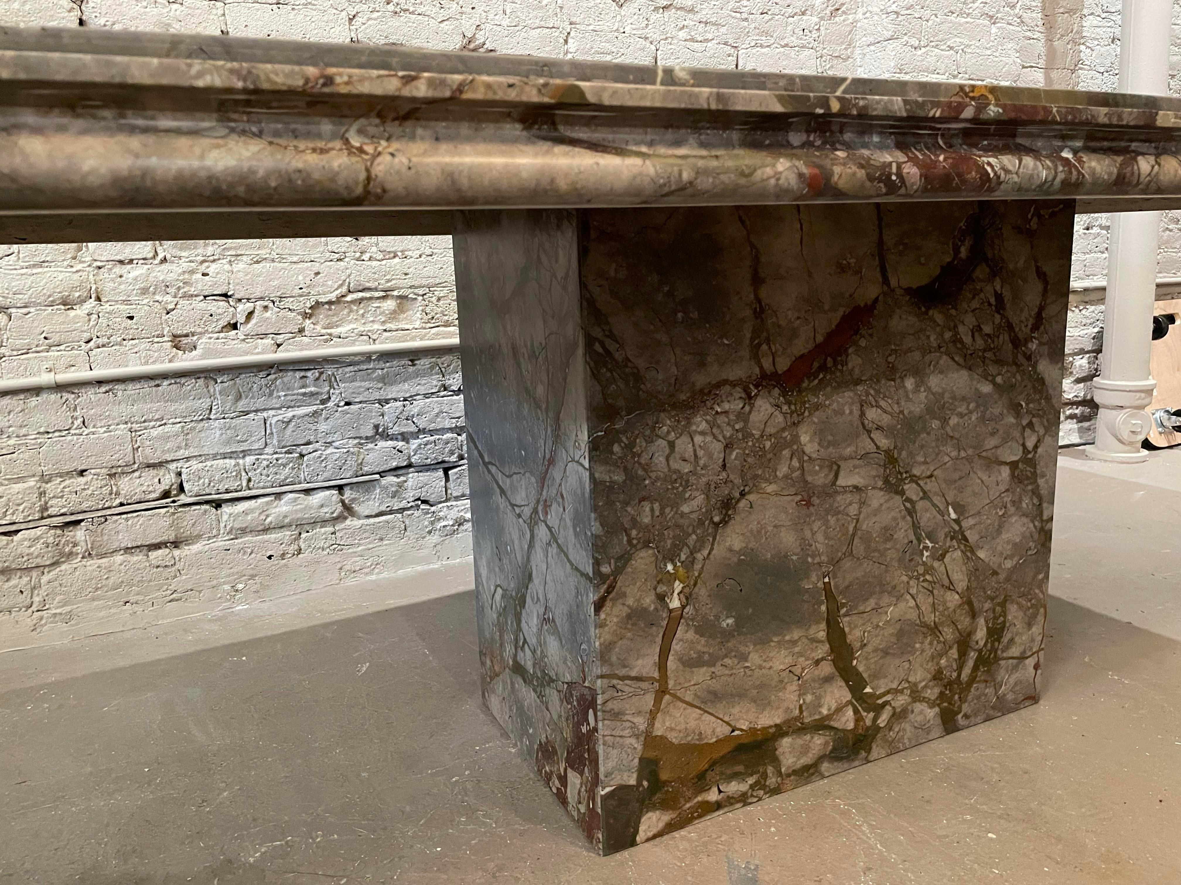 1980s Postmodern Vintage Italian Emperado Marble Honed Dining Table For Sale 5