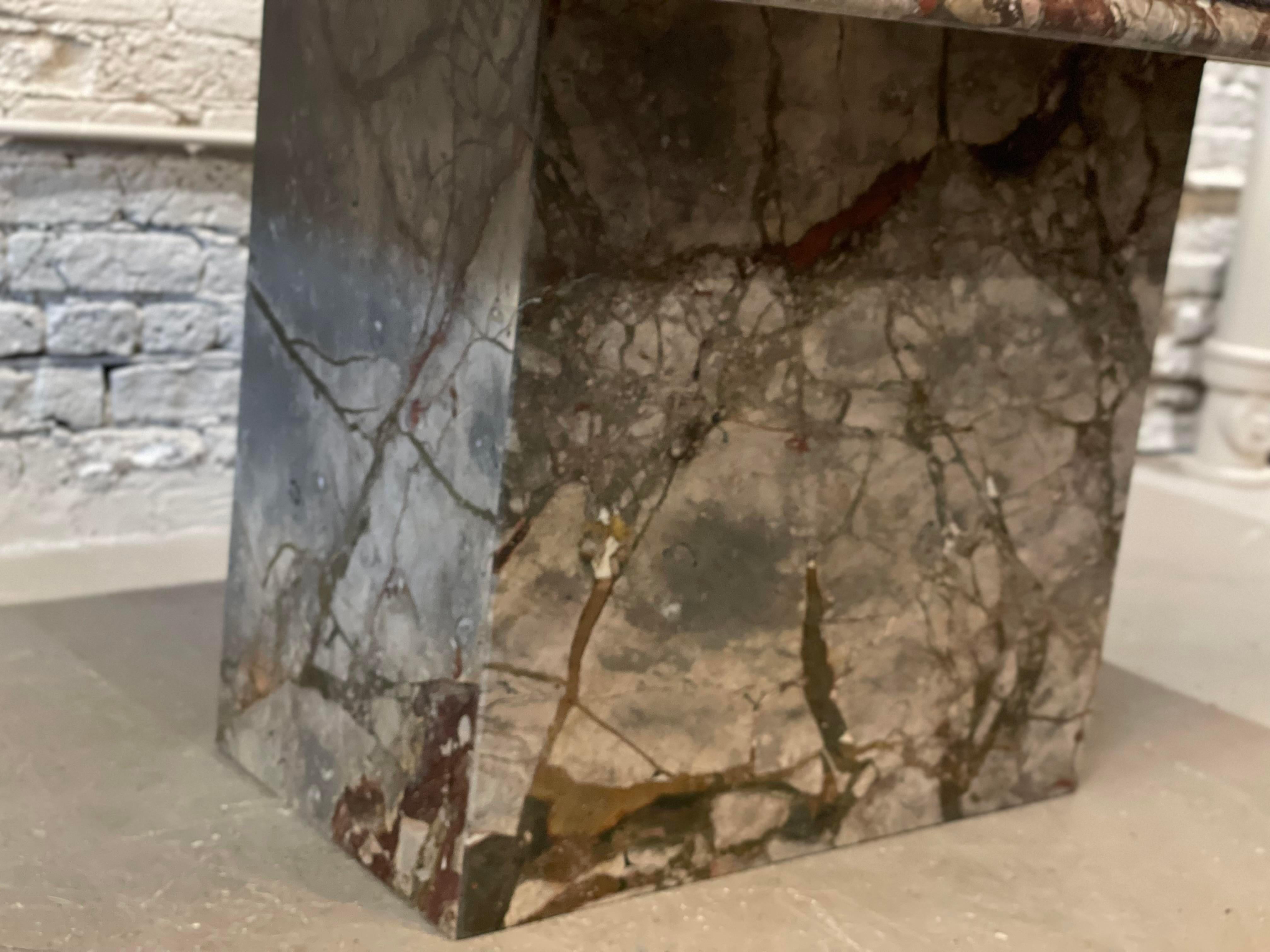 1980s Postmodern Vintage Italian Emperado Marble Honed Dining Table For Sale 6