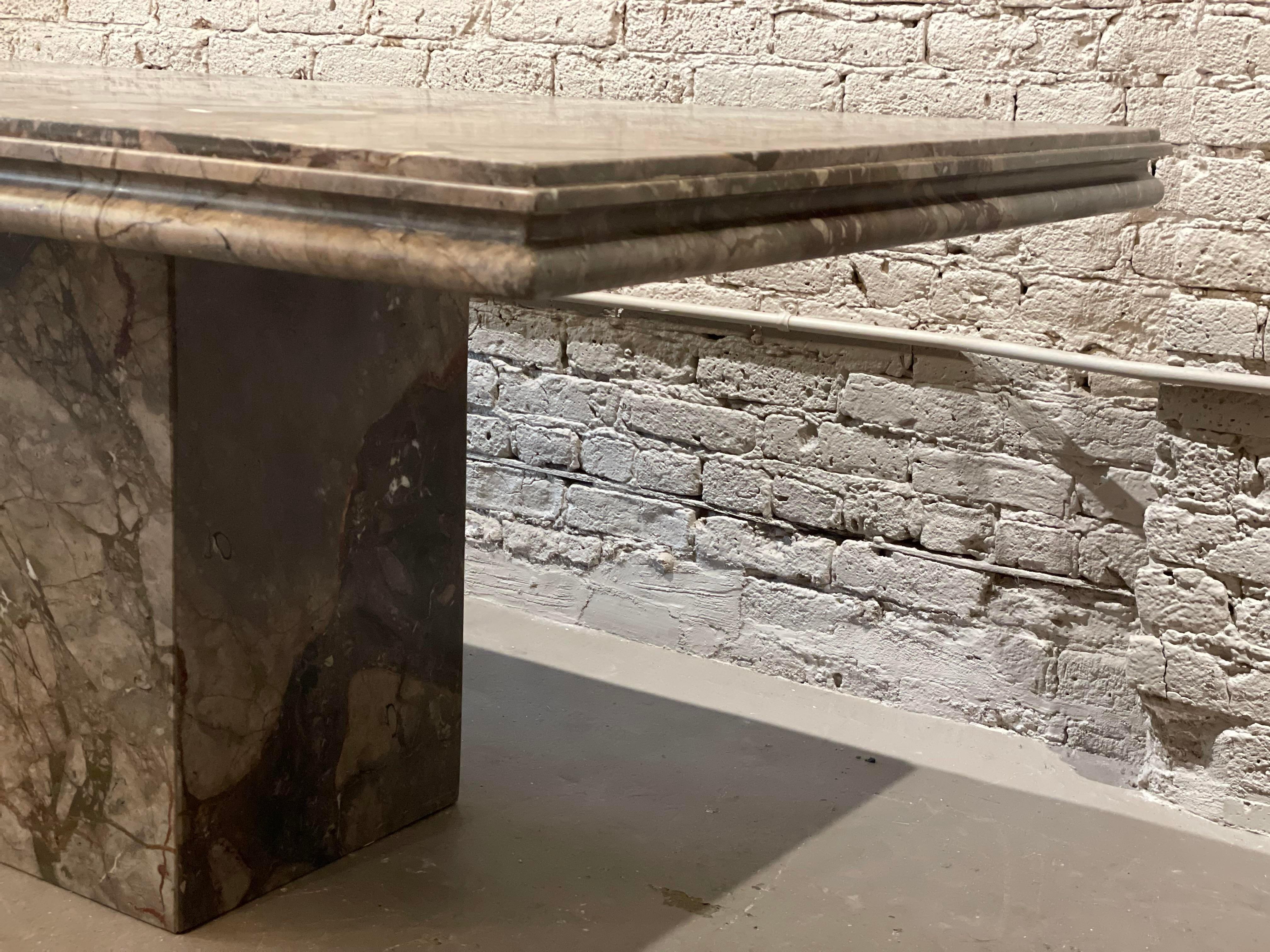 1980s Postmodern Vintage Italian Emperado Marble Honed Dining Table For Sale 3