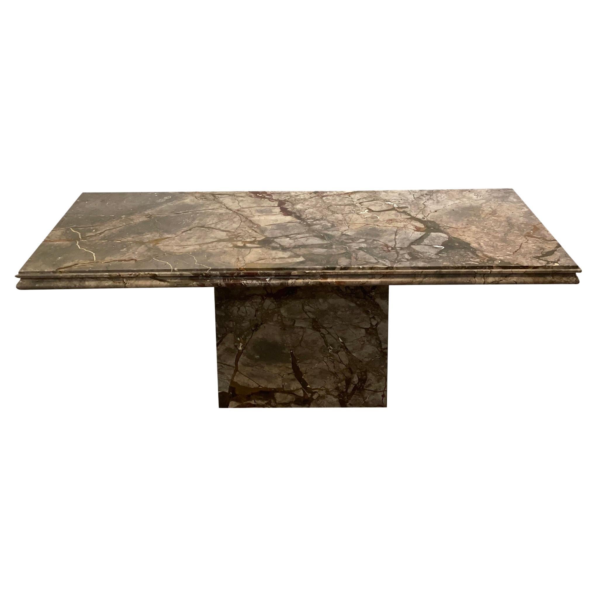 1980s Postmodern Vintage Italian Emperado Marble Honed Dining Table For Sale