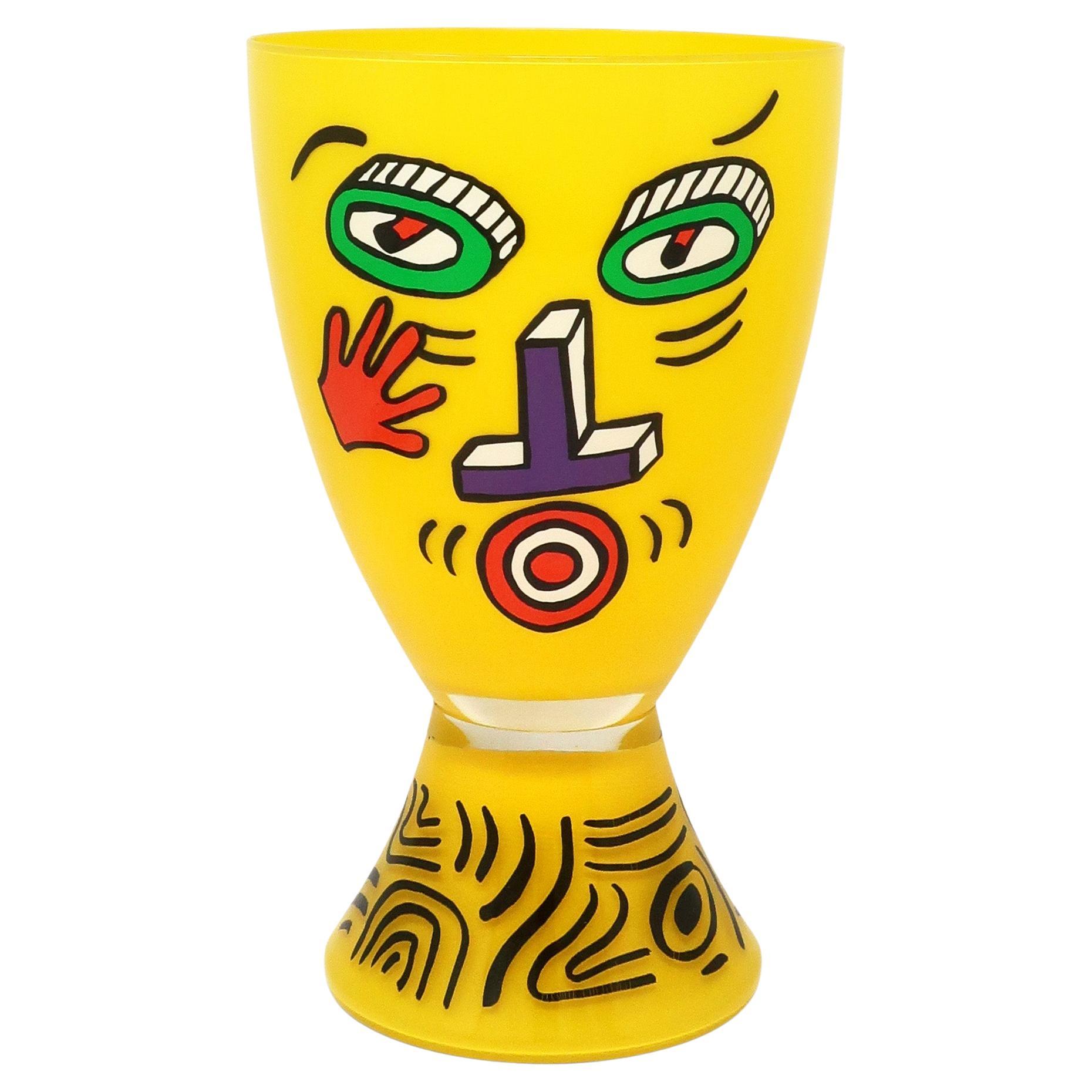 Jarrón de cristal postmoderno "Vis A Vis" de los años 80, de Nathalie du Pasquier para Ritzenhoff