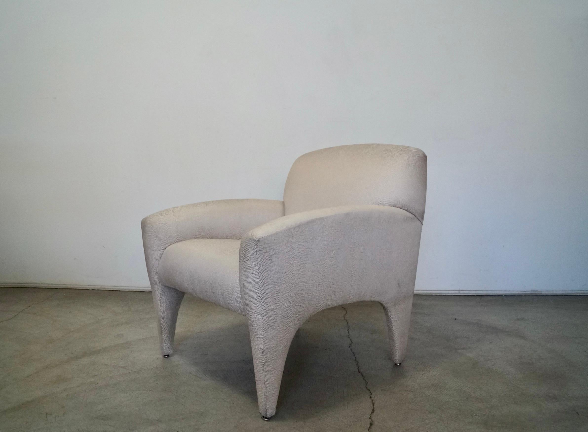 1980s Postmodern Vladmir Kagan Armchair In Distressed Condition For Sale In Burbank, CA