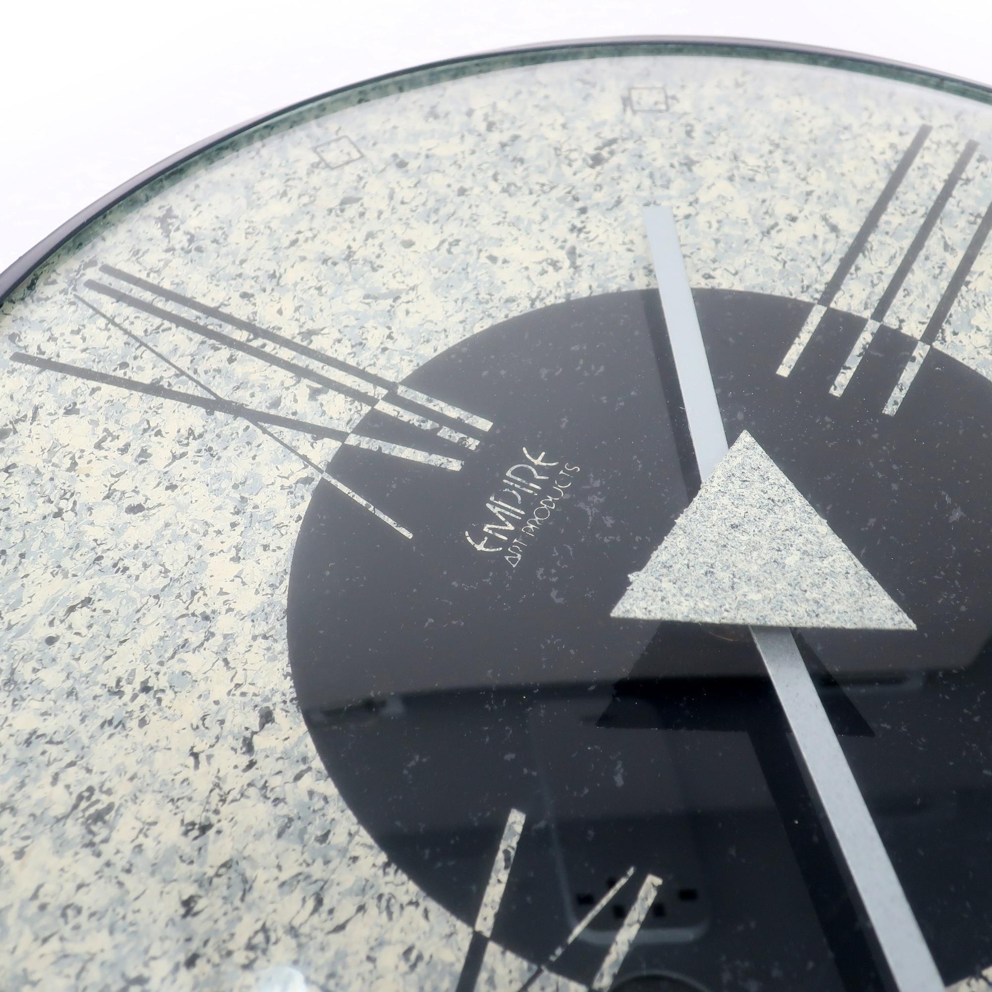 Verre Horloge murale postmoderne des années 1980 par Empire Arts en vente