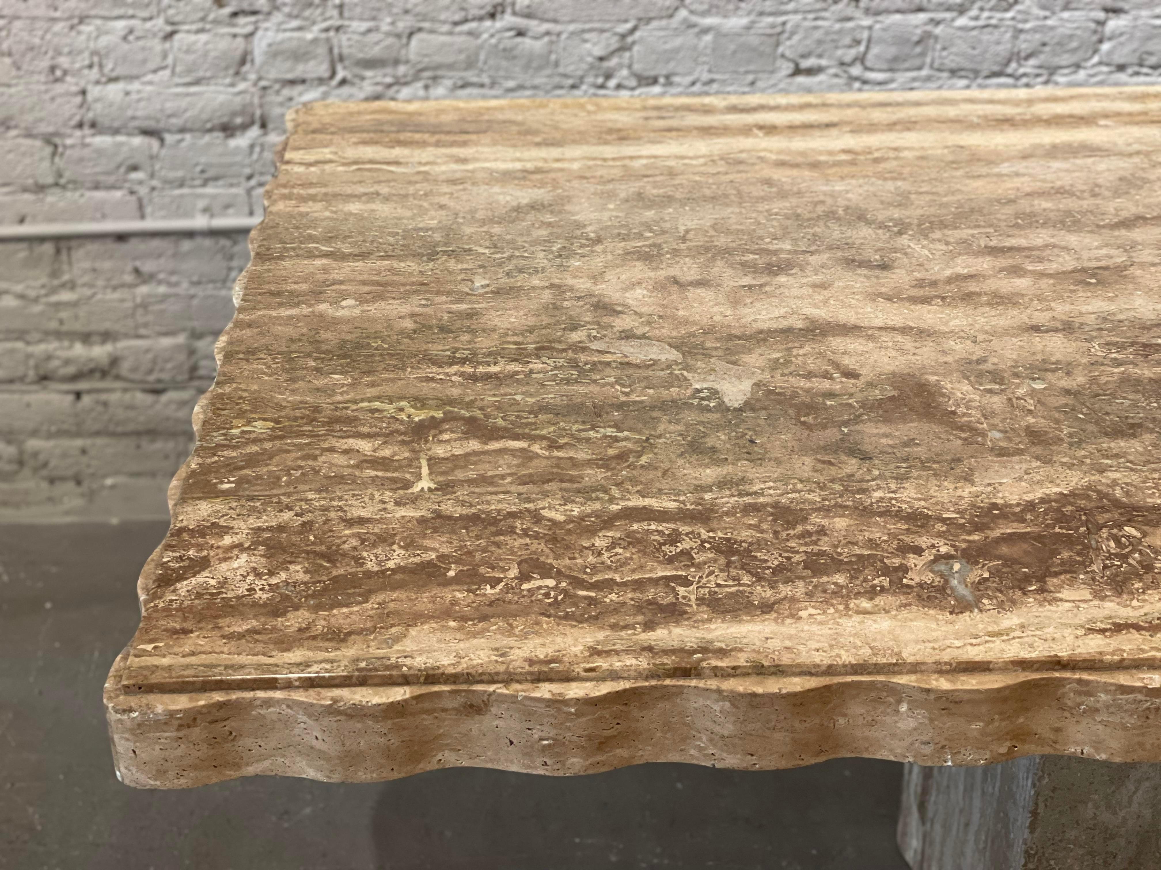 Gorgeous organic postmodern dining table with great scale that used to sit in a conference room at the University of Wisconsin - Greenbay.

A beautiful blend of beige taupe and brown. Natural polish finish.