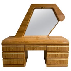 1980s, Postmodern Waterfall Dresser with Lighted Mirror