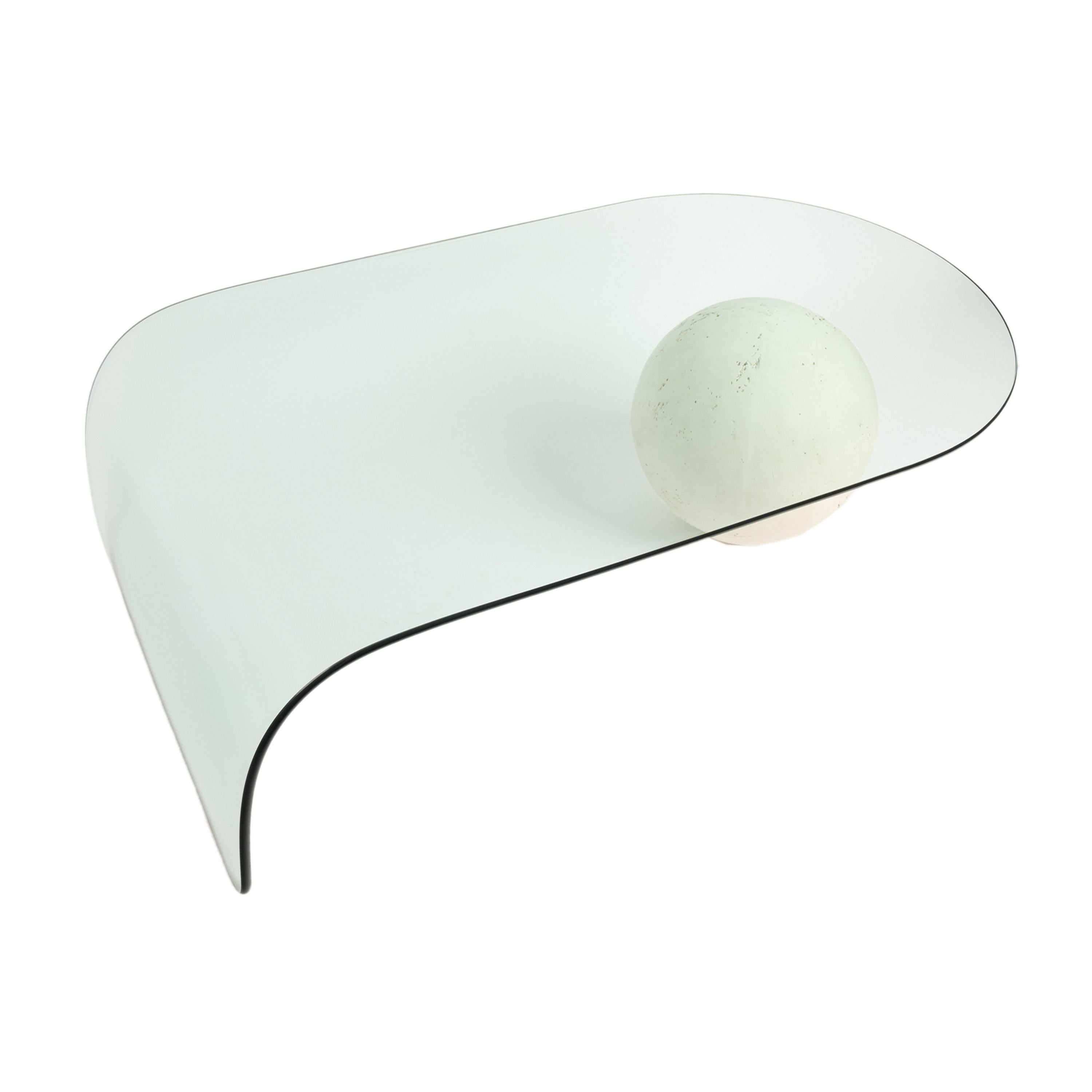 Modern 1980's Postmodern Waterfall Glass & Stone Sphere Coffee Table Leon Rose for Pace