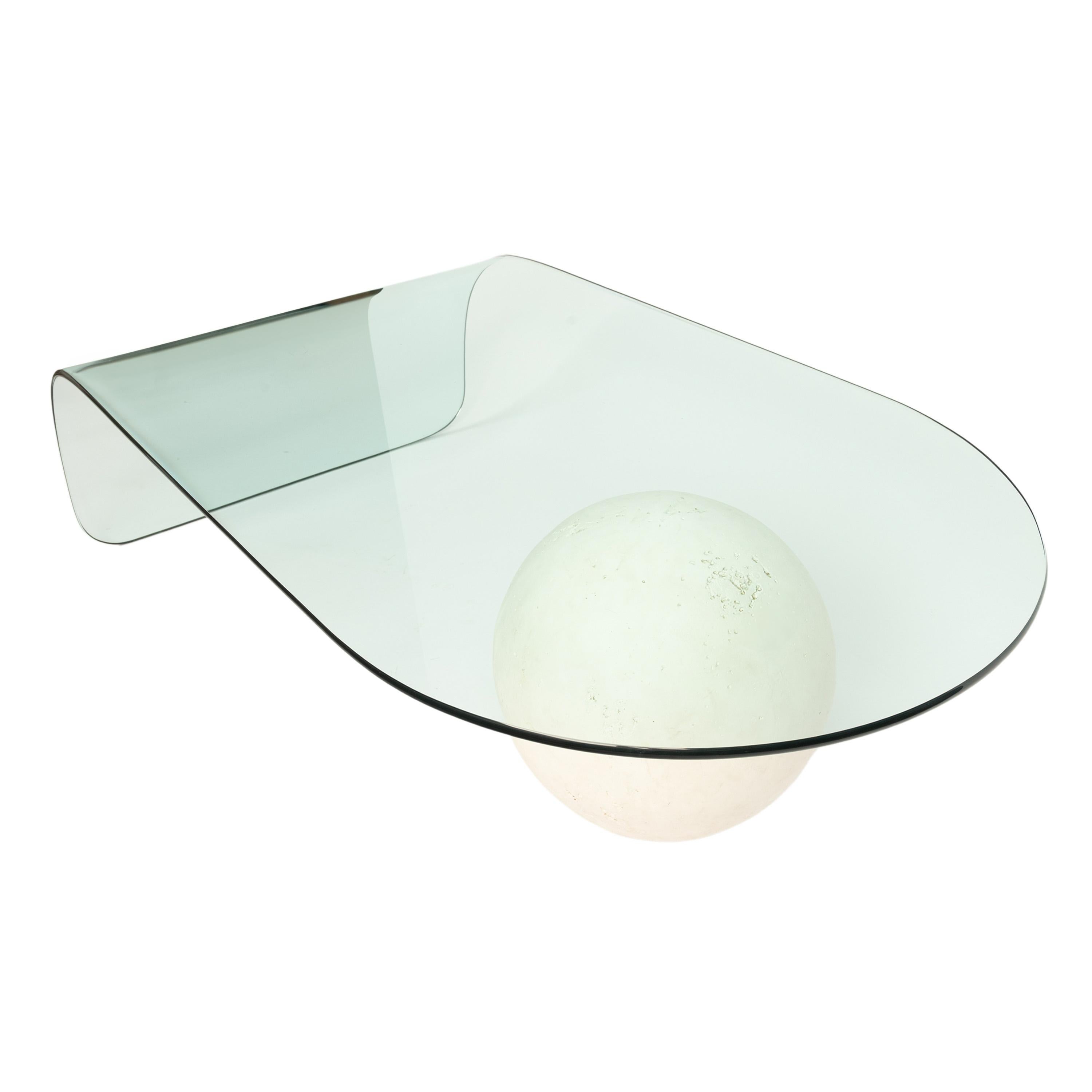 1980's Postmodern Waterfall Glass & Stone Sphere Coffee Table Leon Rose for Pace In Good Condition In Portland, OR
