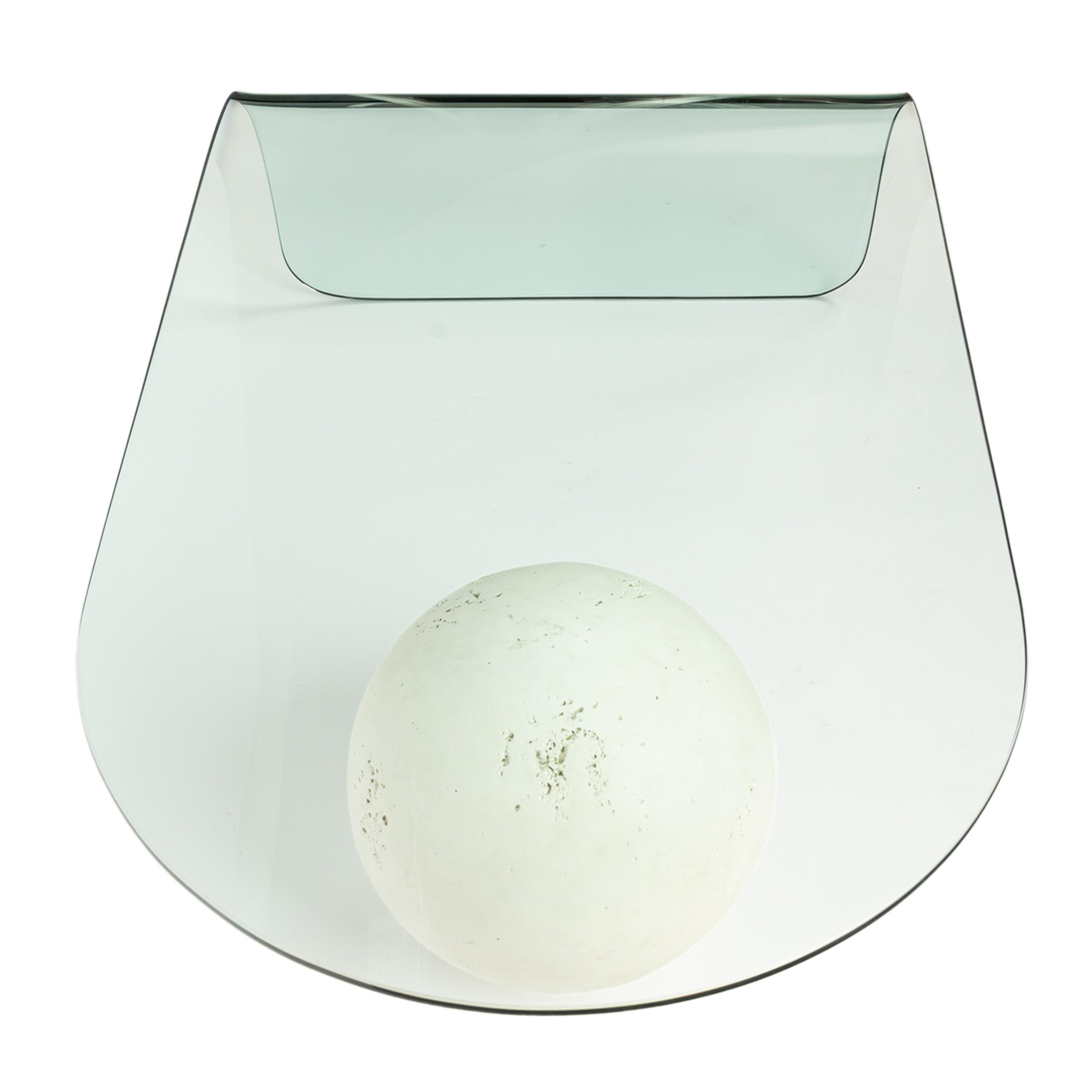 Late 20th Century 1980's Postmodern Waterfall Glass & Stone Sphere Coffee Table Leon Rose for Pace