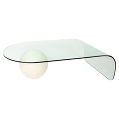 1980's Postmodern Waterfall Glass & Stone Sphere Coffee Table Leon Rose for Pace