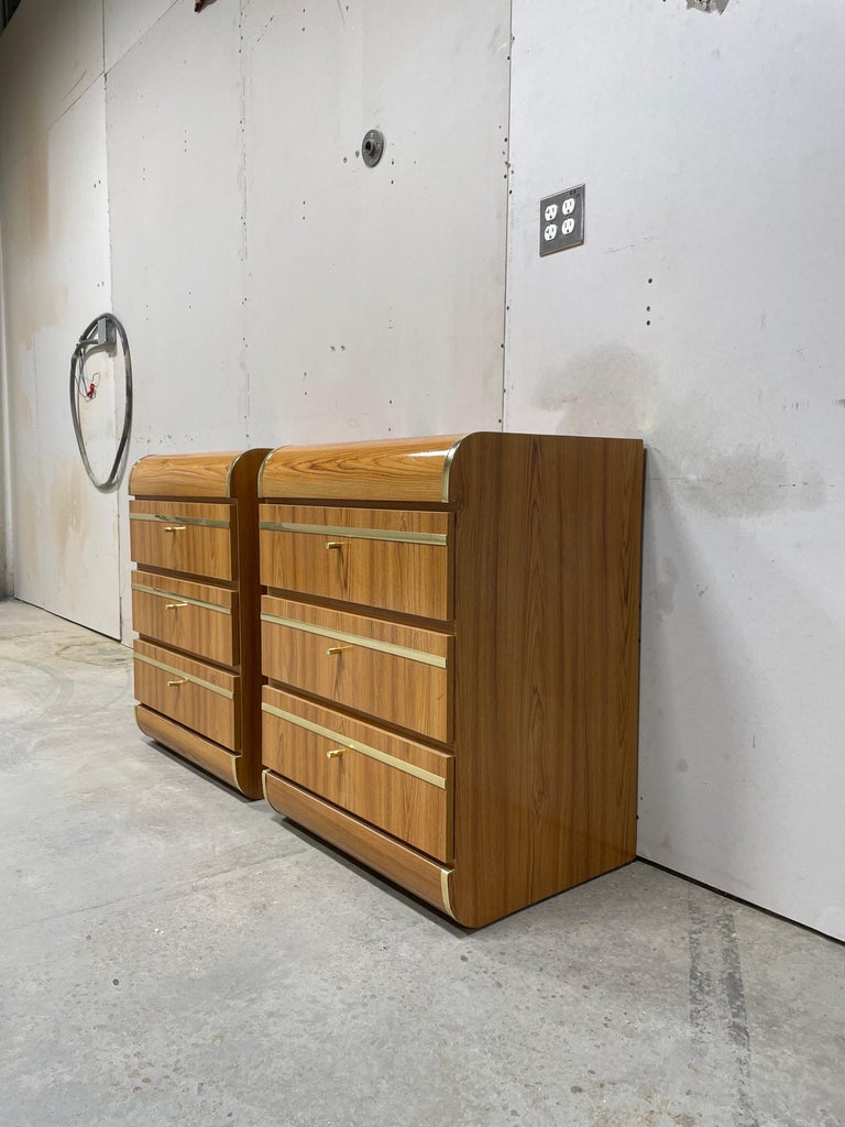 1980's Postmodern Waterfall Night Stands For Sale at 1stDibs